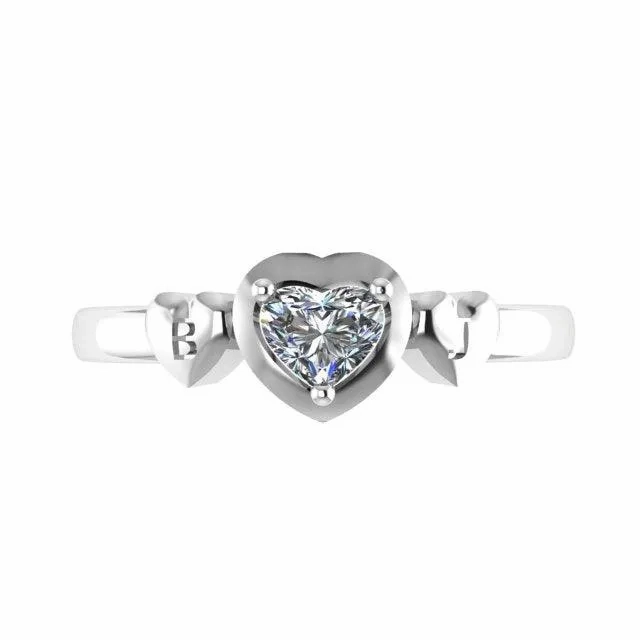 Diamond Heart Ring with Engraving