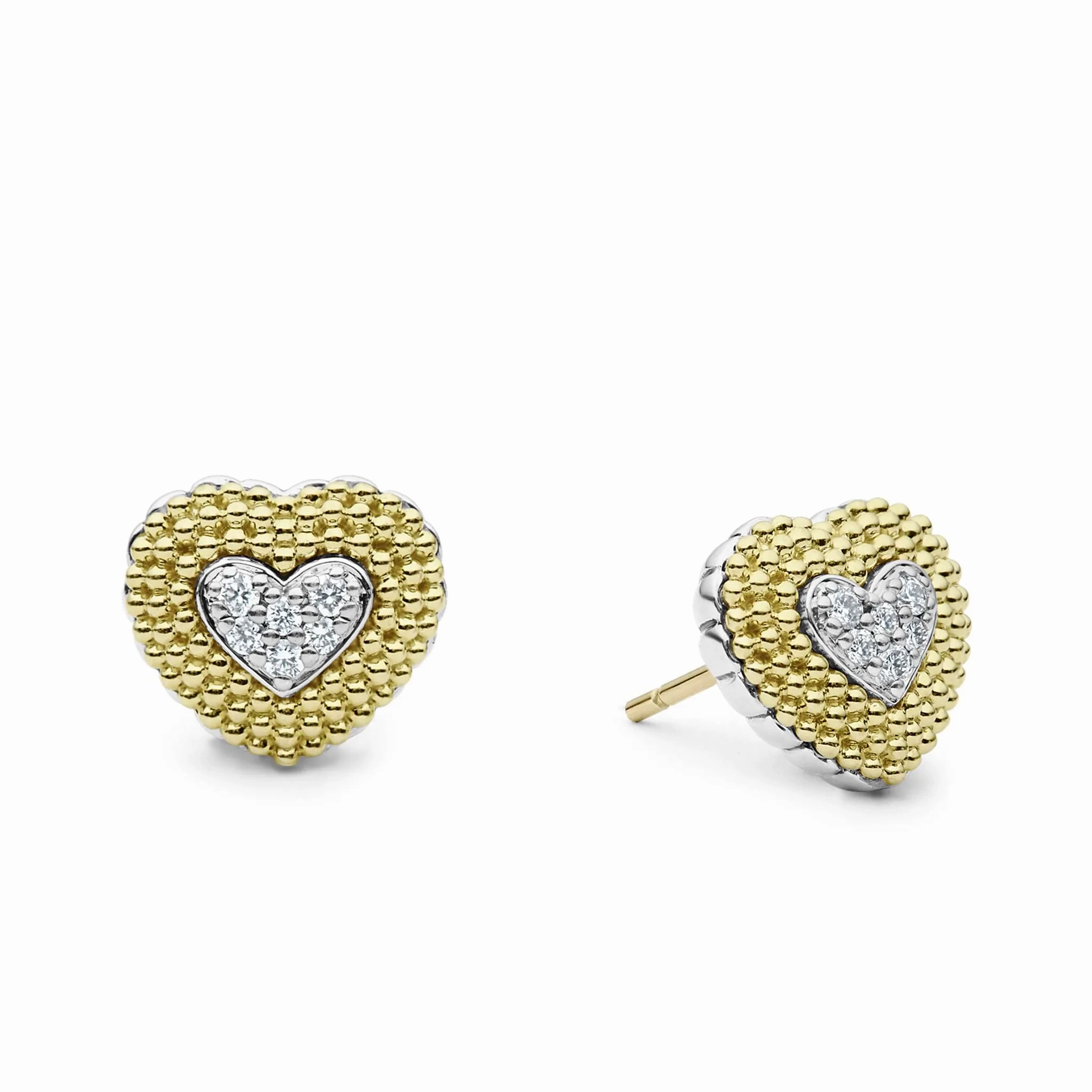 Diamond Heart Stud Earrings