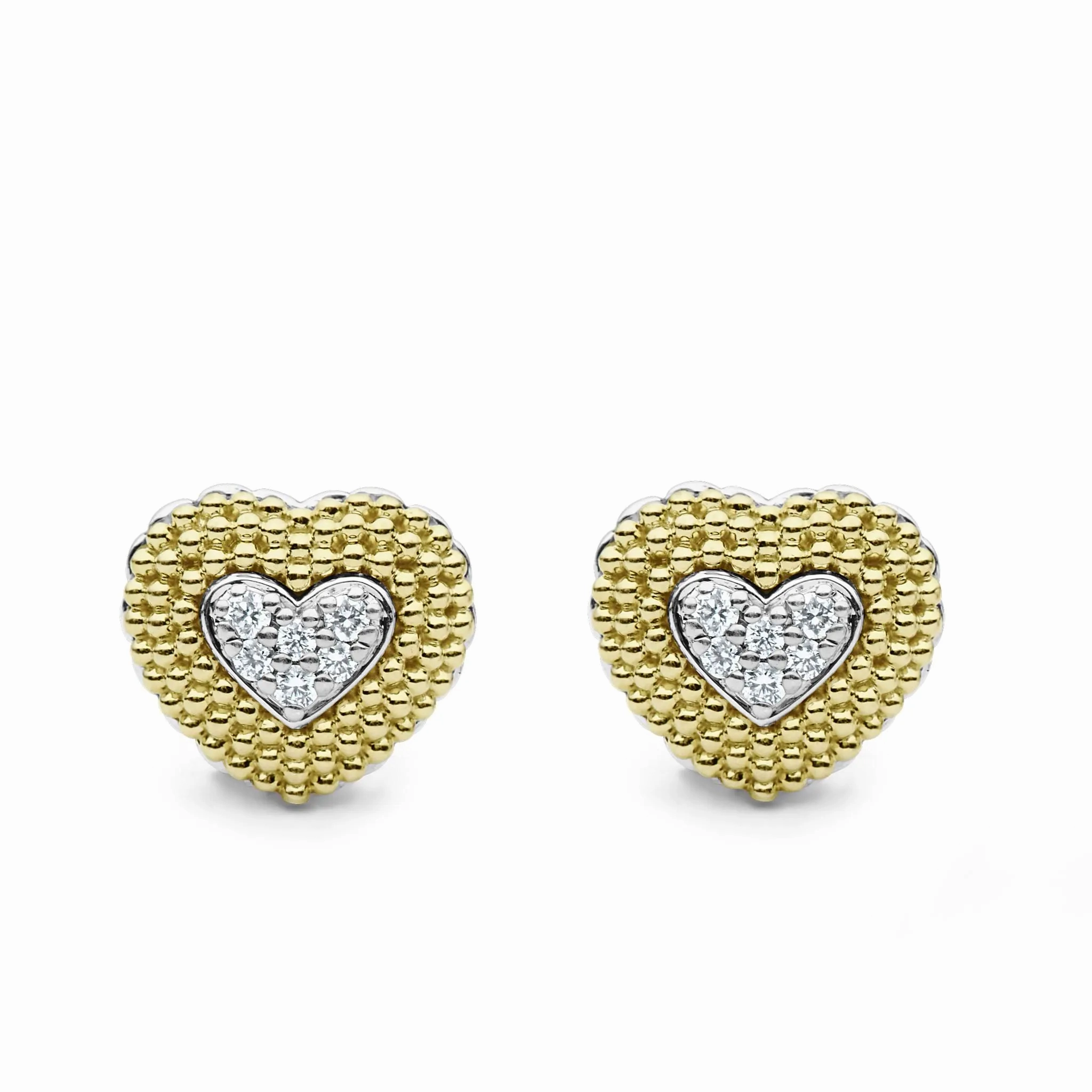 Diamond Heart Stud Earrings