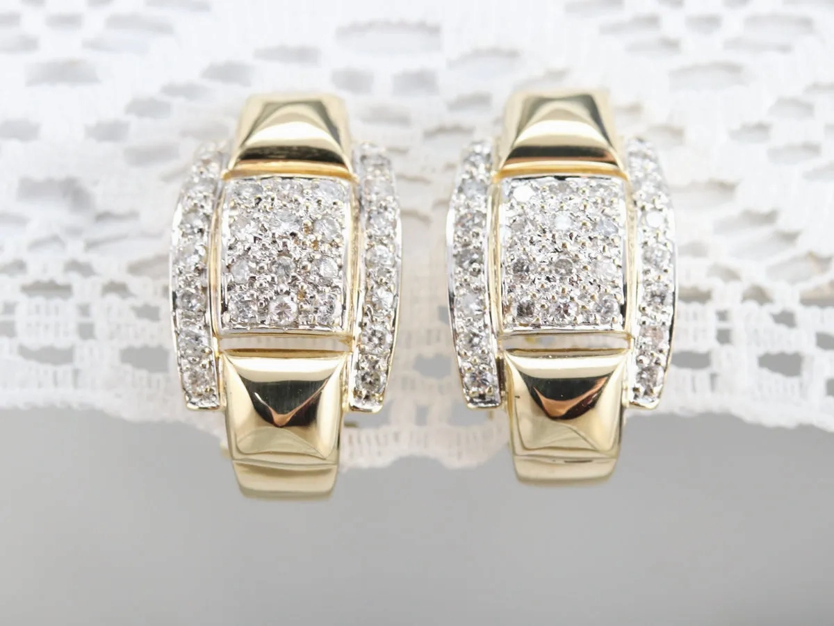 Diamond Huggy Back Hoop Earrings