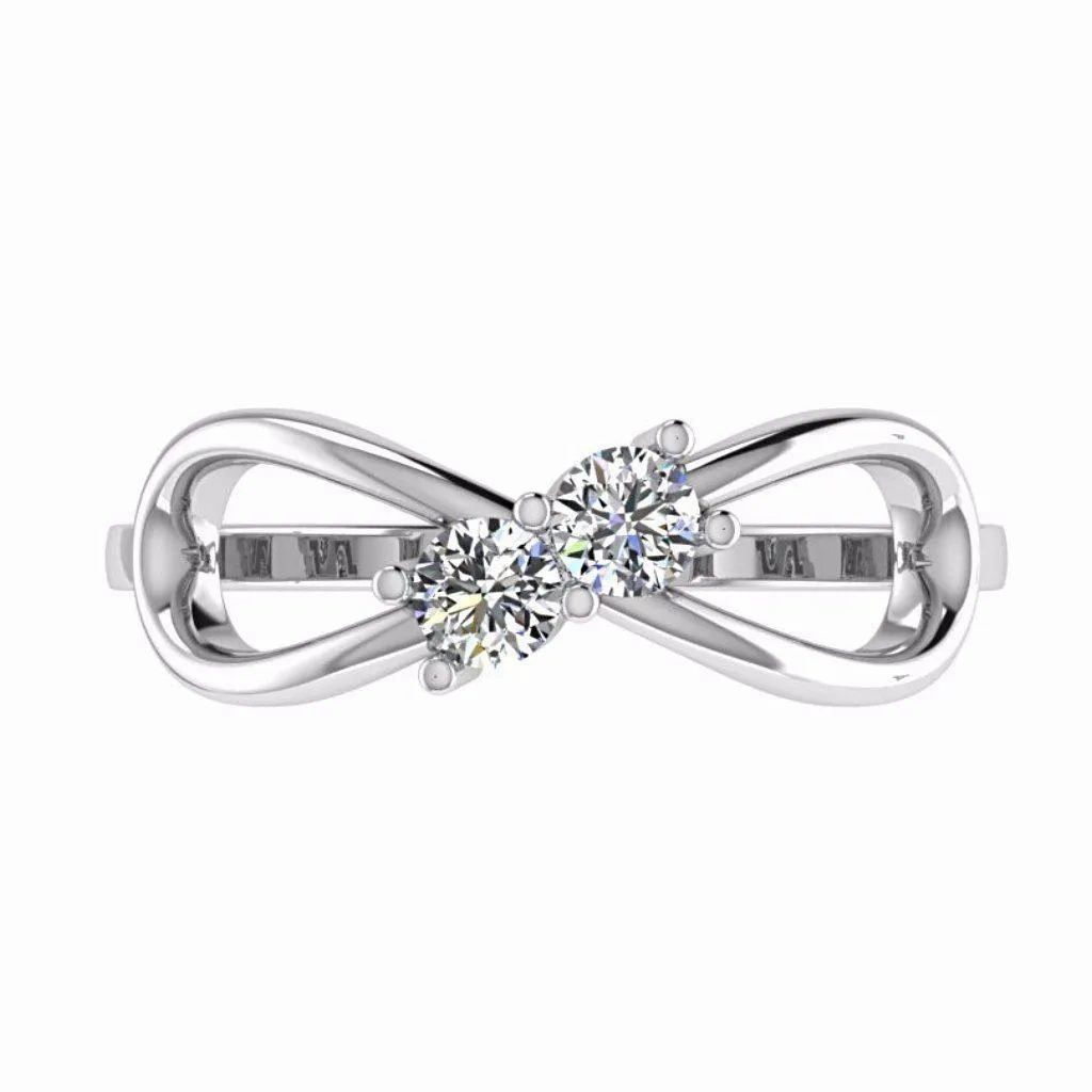 Diamond Infinity 2 Stone Ring 14K Gold
