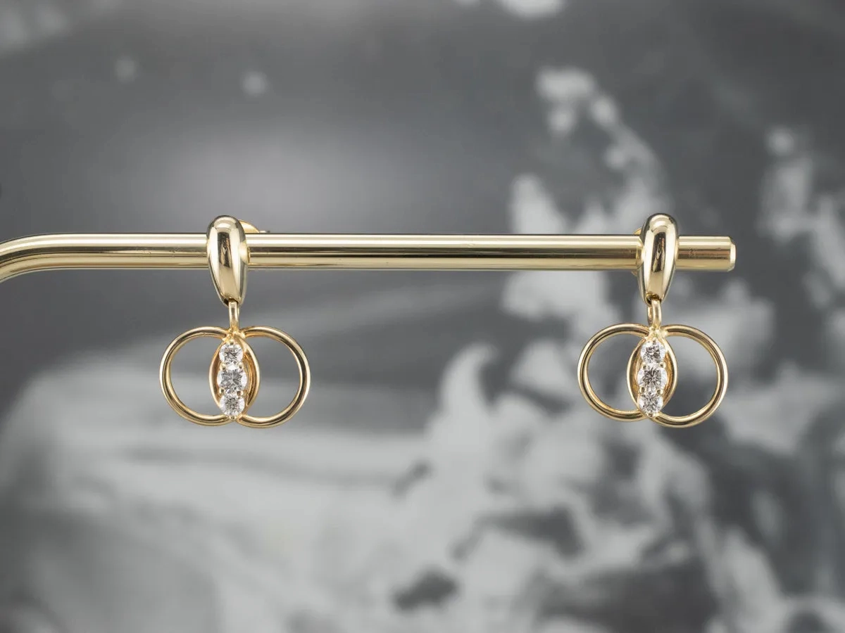 Diamond Interlocking Gold Drop Earrings