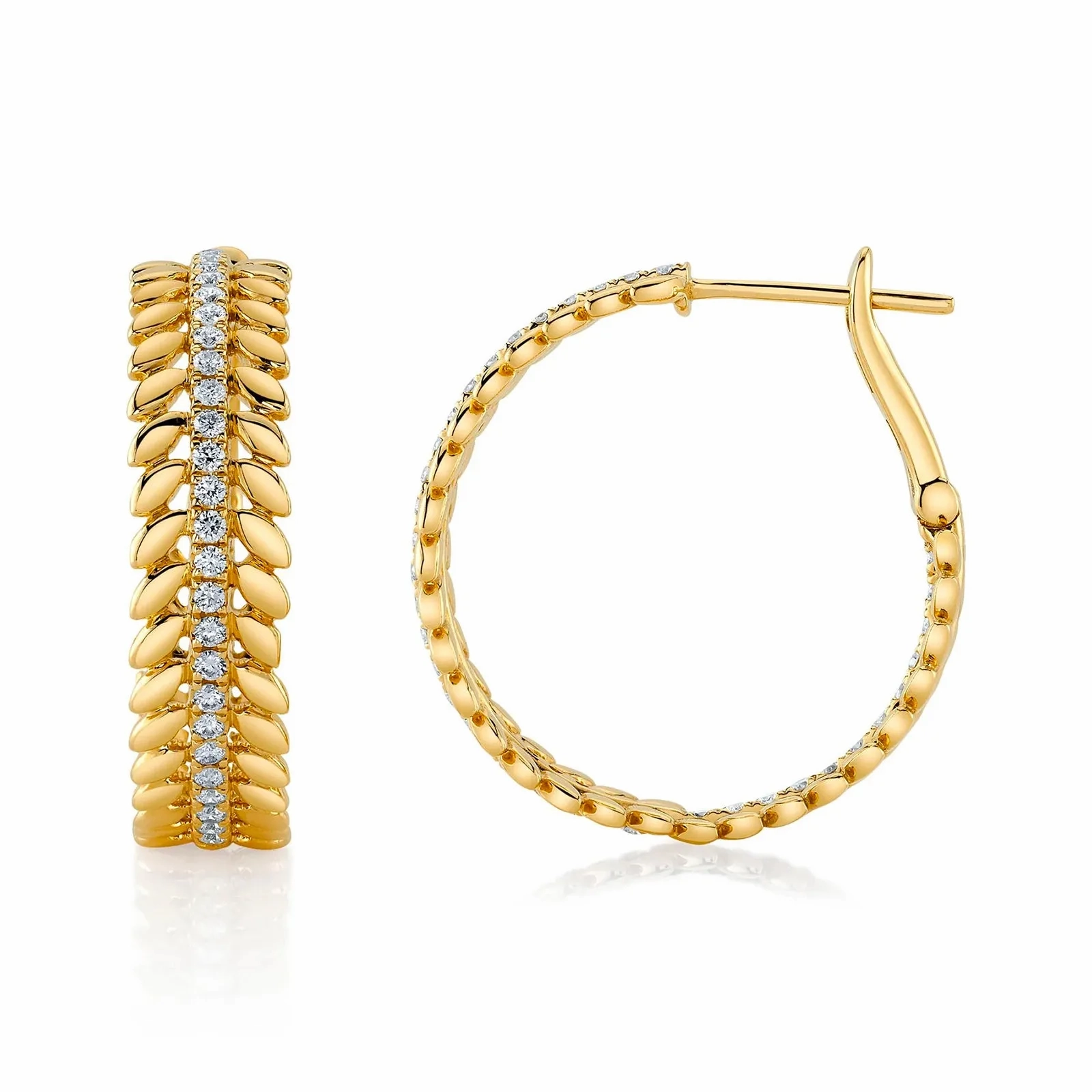 Diamond Laurel Wreath Hoop Earrings