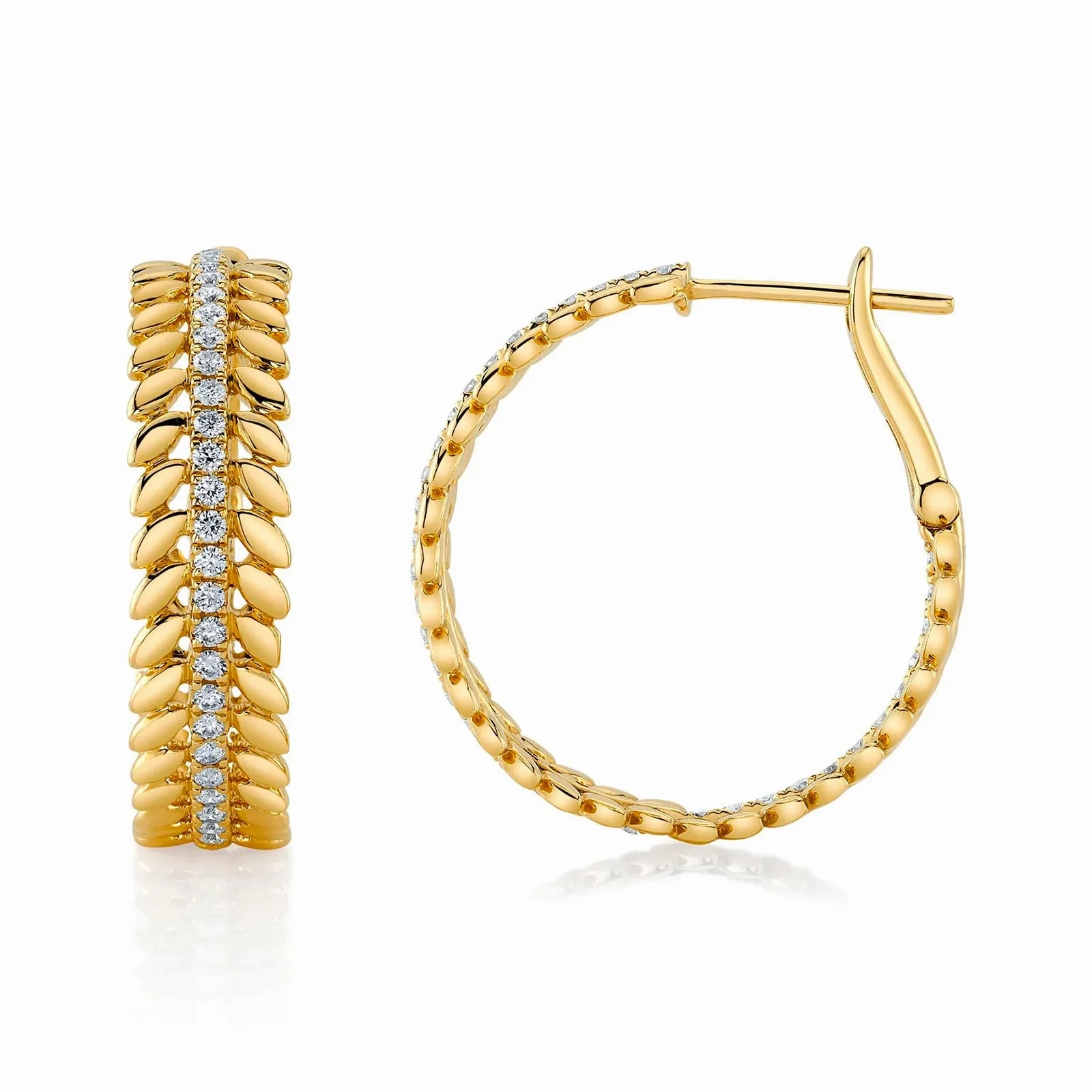 Diamond Laurel Wreath Hoop Earrings