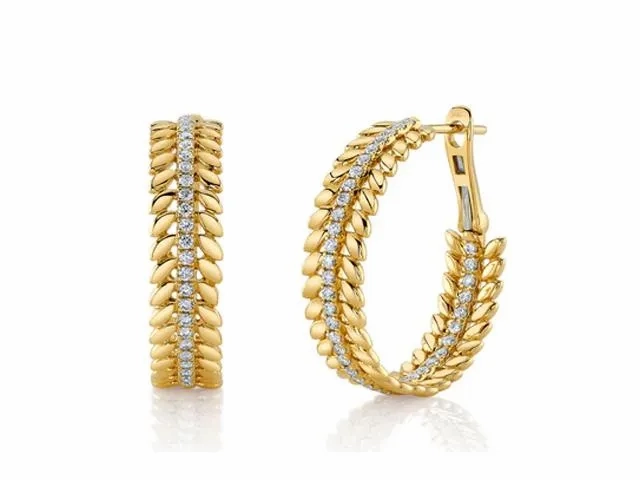 Diamond Laurel Wreath Hoop Earrings