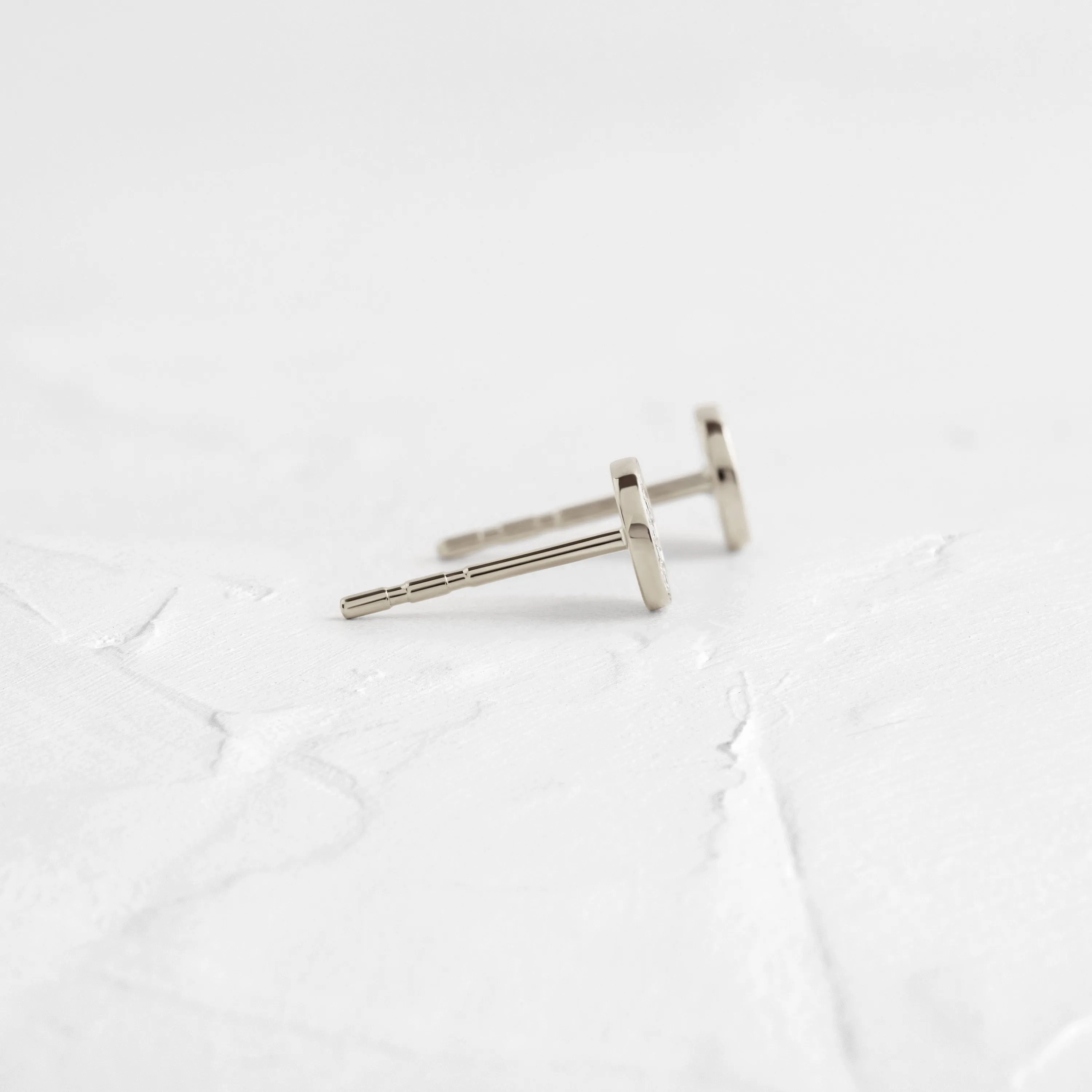 Diamond Mini Disc Stud Earrings - In Stock