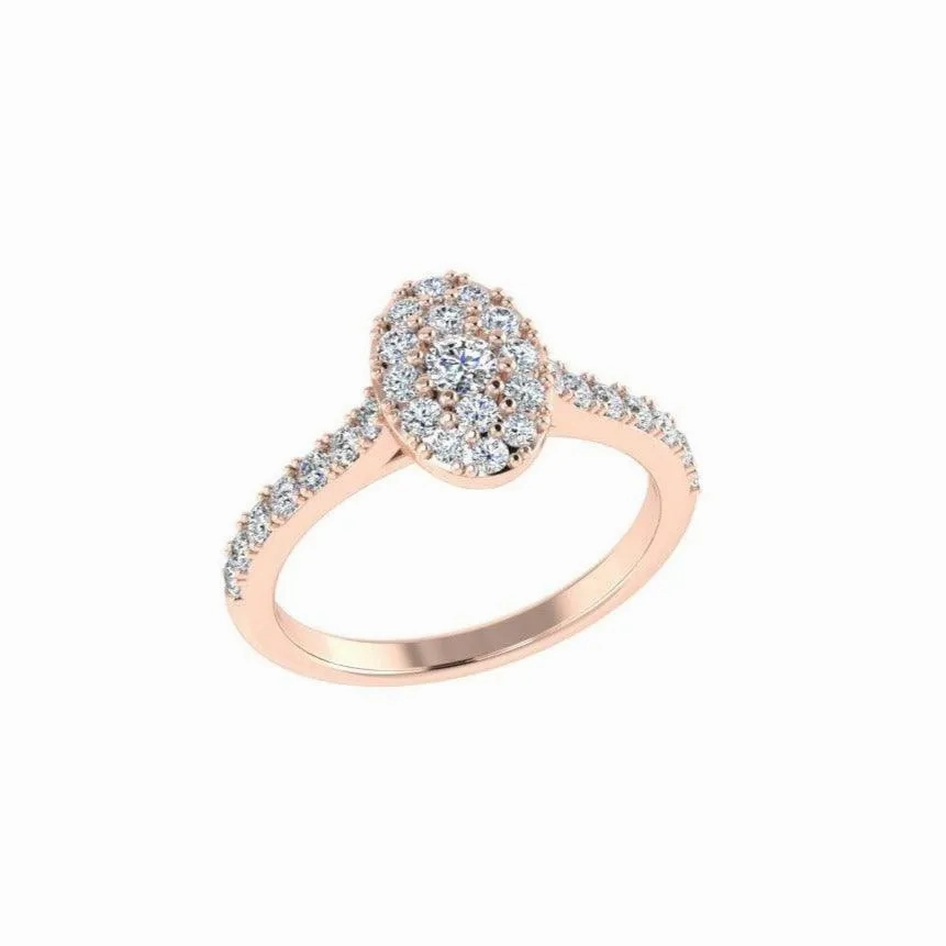 Diamond Oval Cluster Halo Engagement Ring