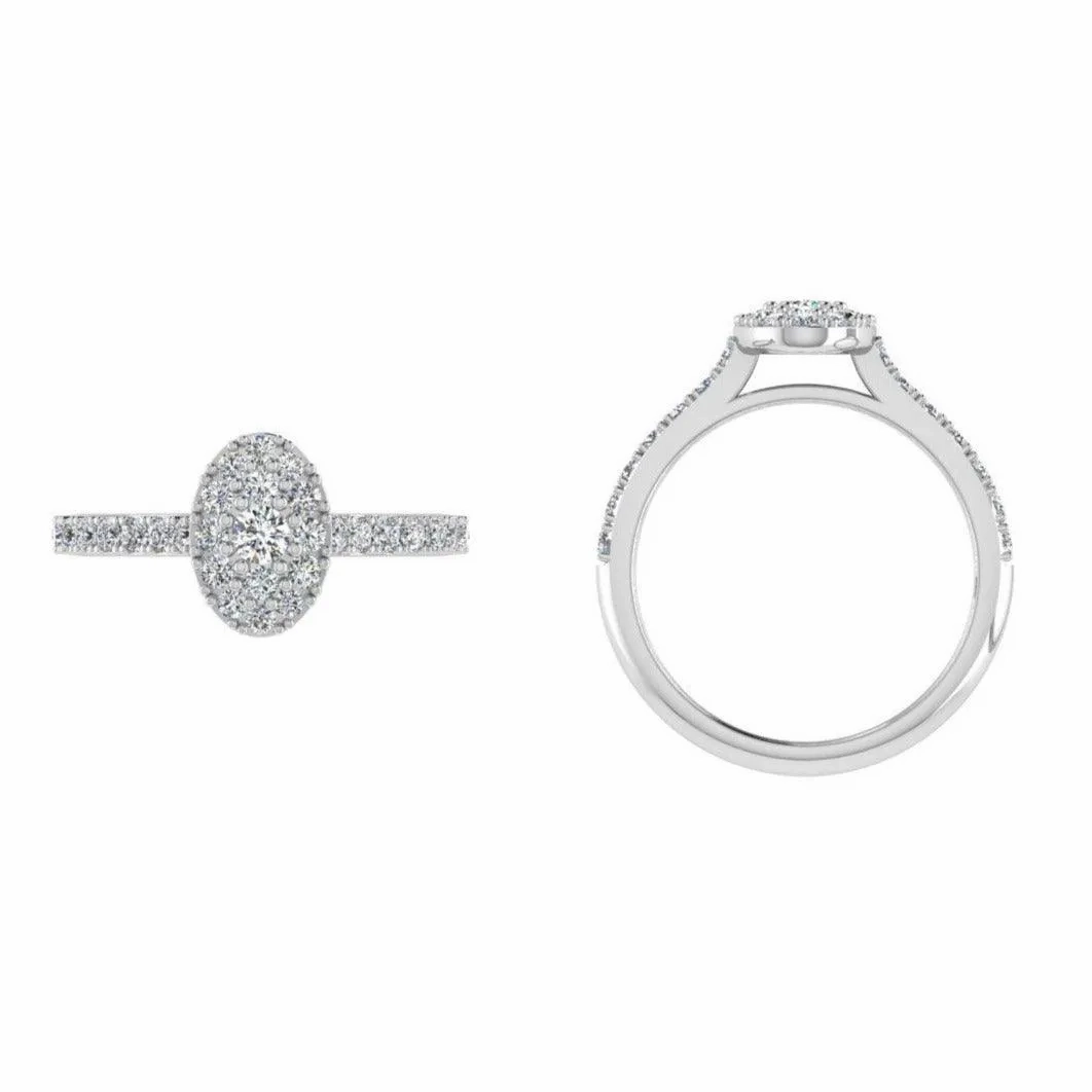 Diamond Oval Cluster Halo Engagement Ring