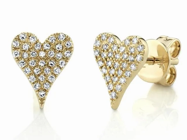 Diamond Pav?? Heart Stud Earrings
