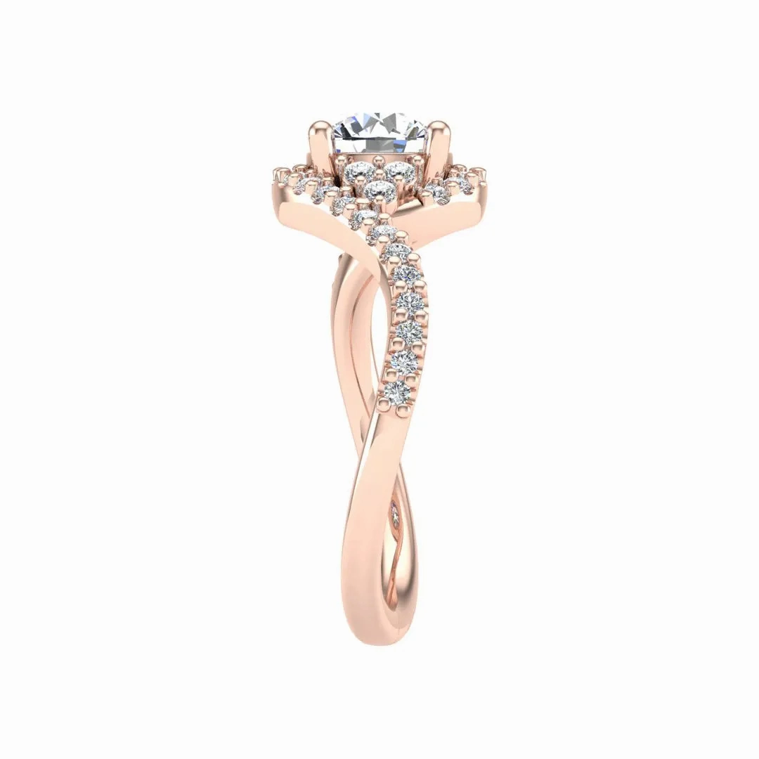 Diamond Round Twisted Halo Ring