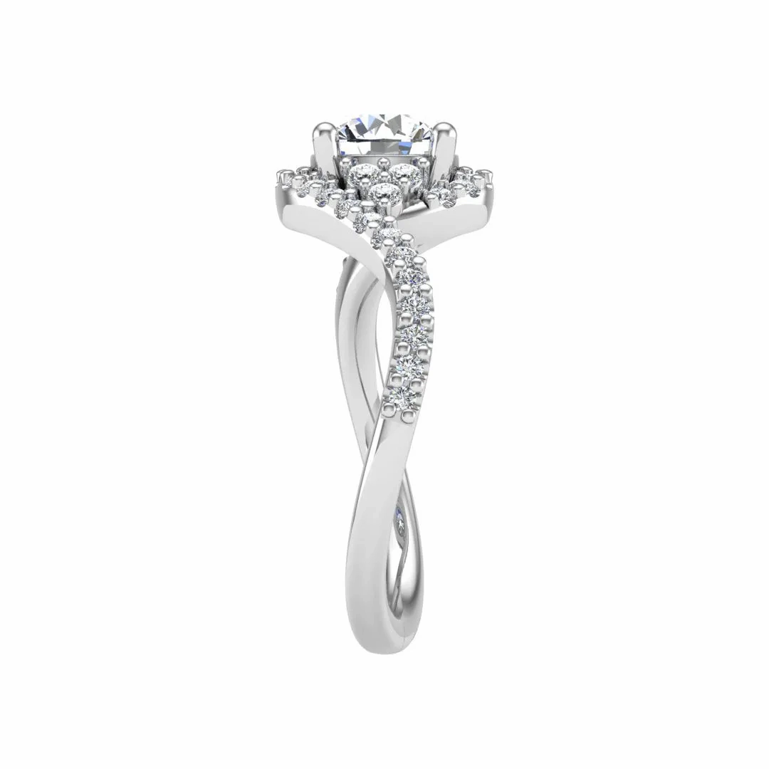 Diamond Round Twisted Halo Ring