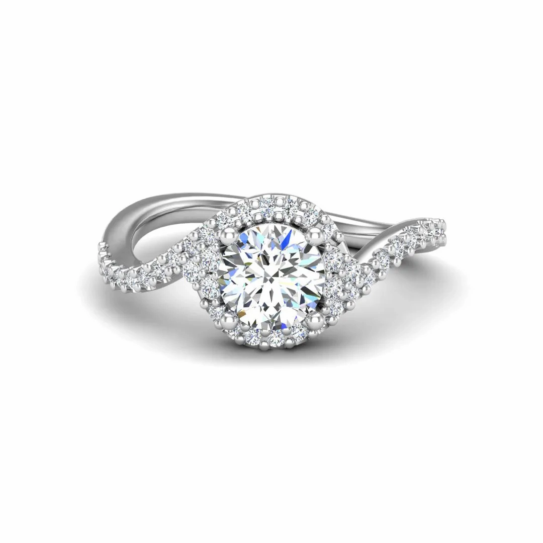 Diamond Round Twisted Halo Ring