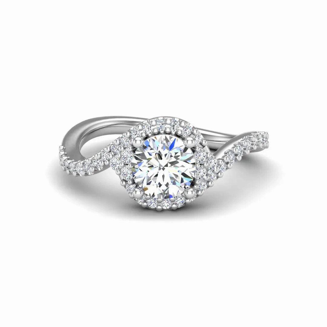 Diamond Round Twisted Halo Ring