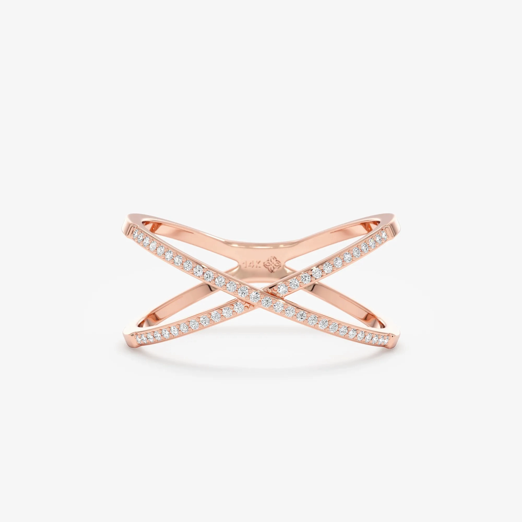 Diamond X Ring In Solid Gold, Adelyn
