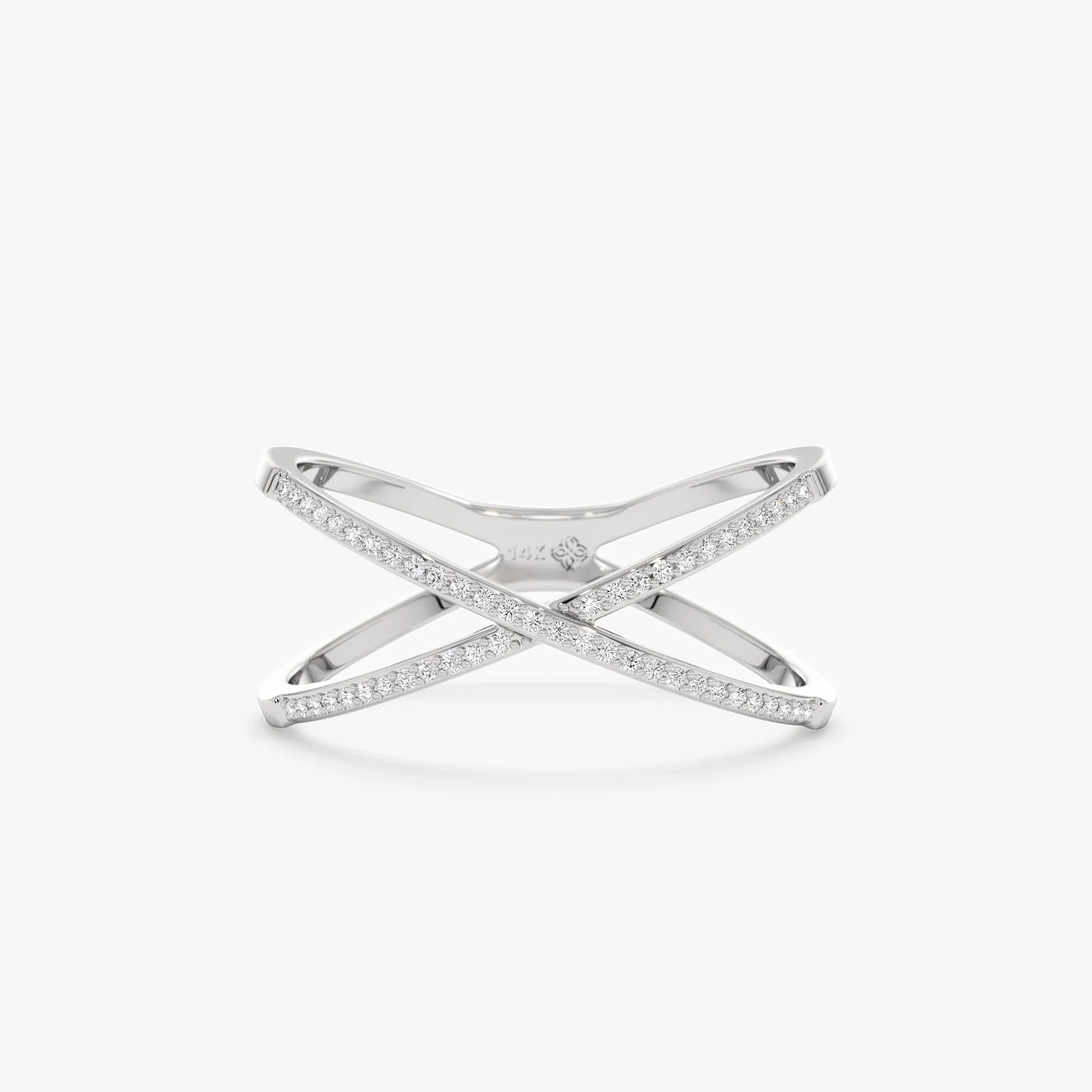 Diamond X Ring In Solid Gold, Adelyn