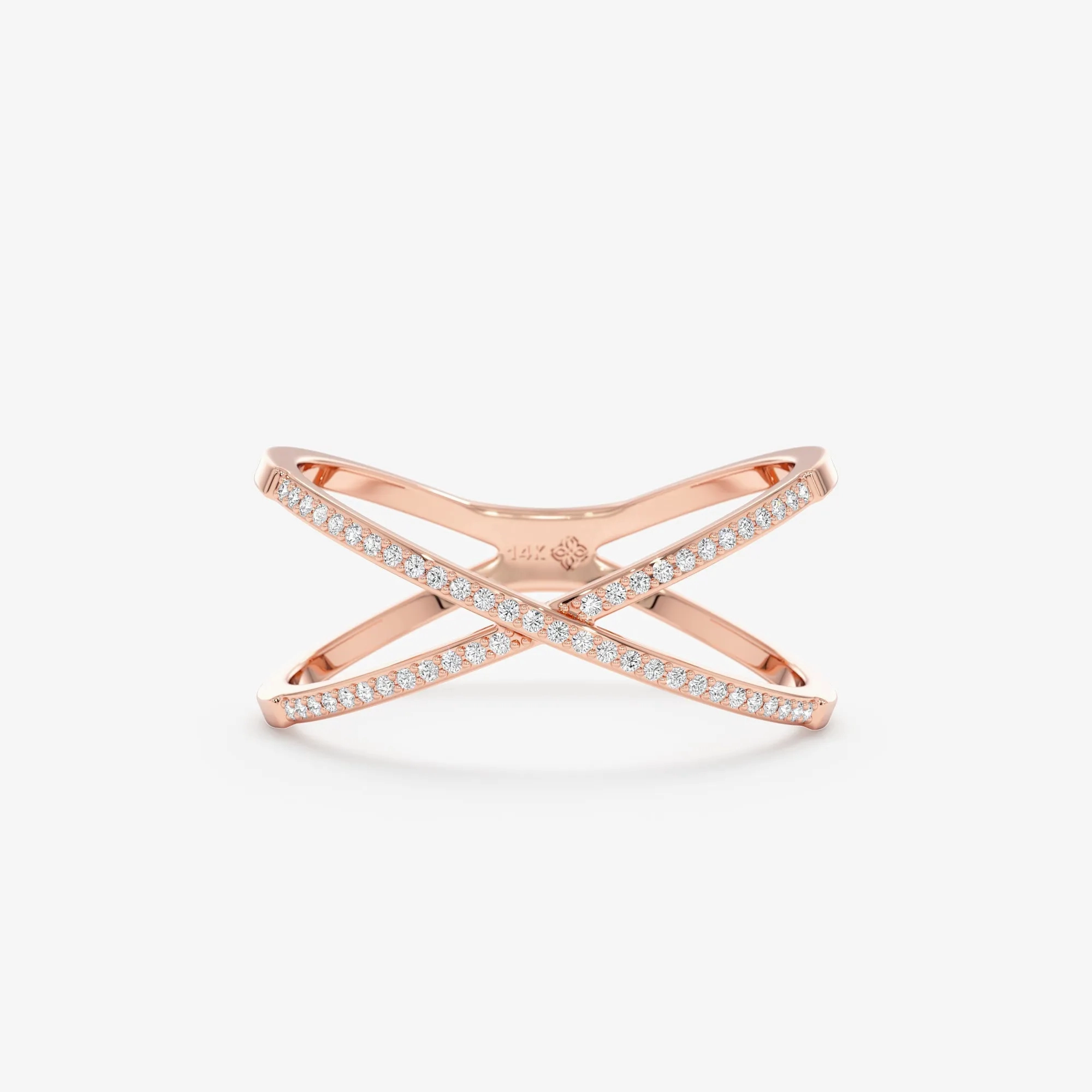 Diamond X Ring In Solid Gold, Adelyn