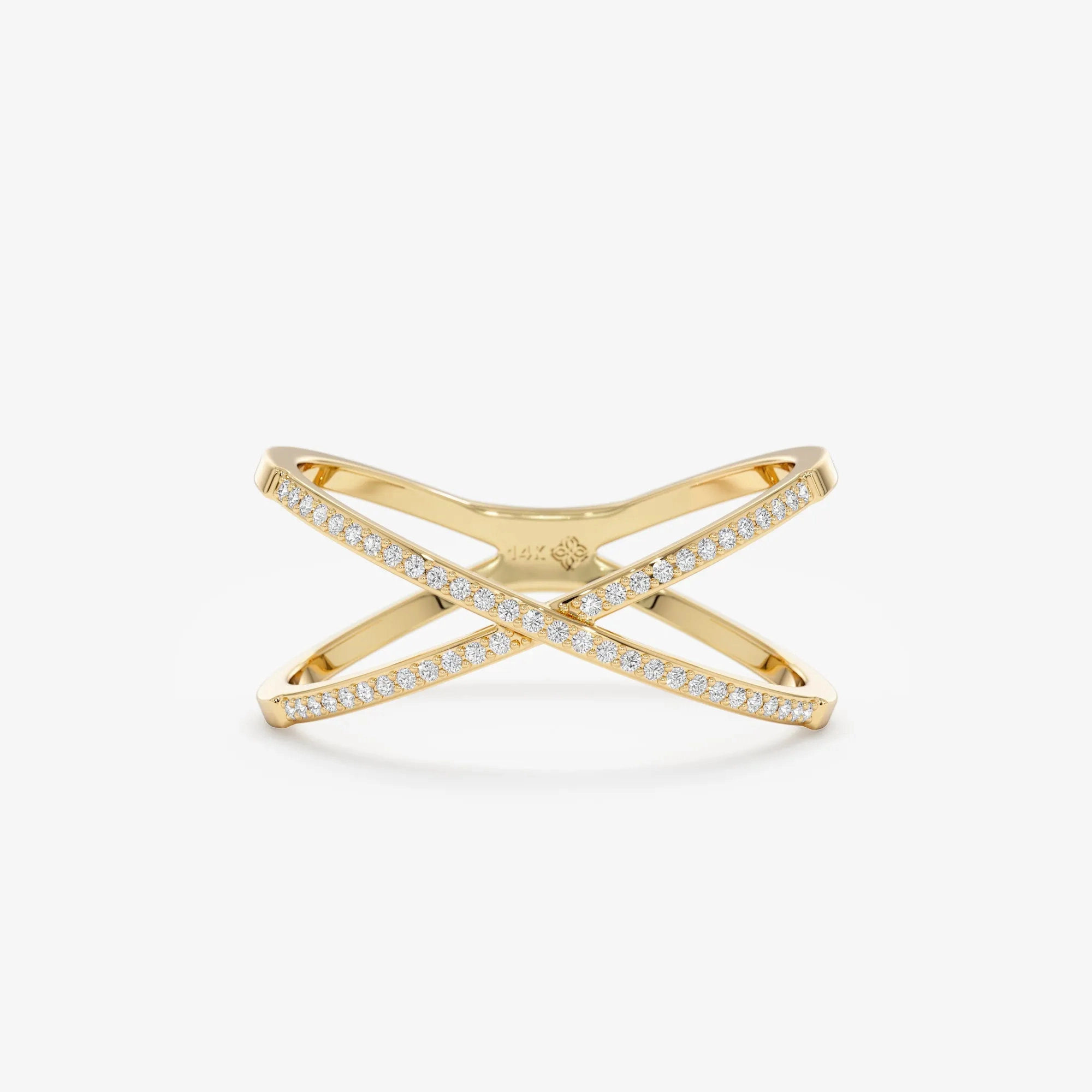 Diamond X Ring In Solid Gold, Adelyn