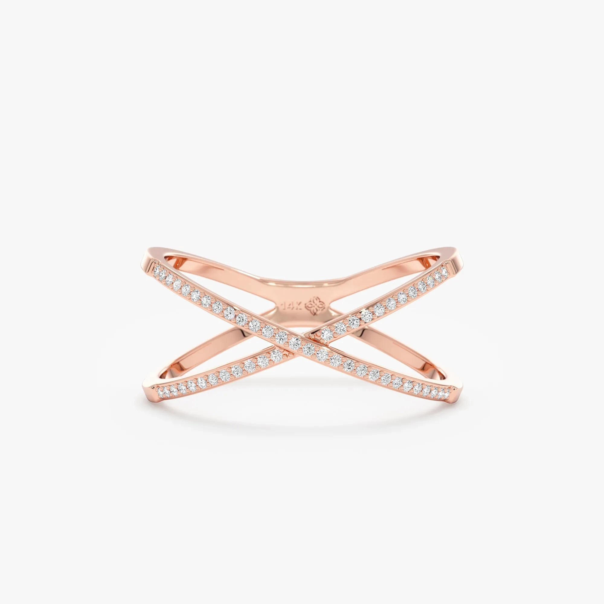 Diamond X Ring In Solid Gold, Adelyn