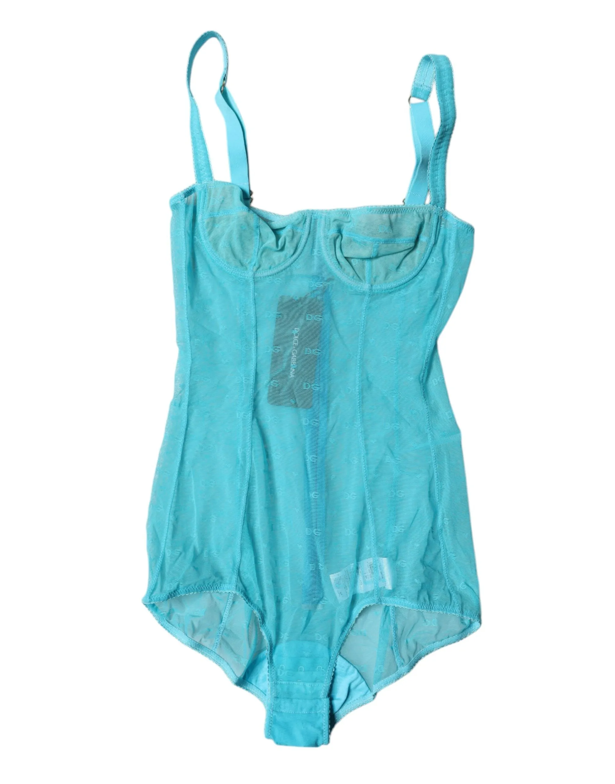 Dolce & Gabbana blaues Tüll-Balconette-Bustier Bodysuit Damenunterwäsche