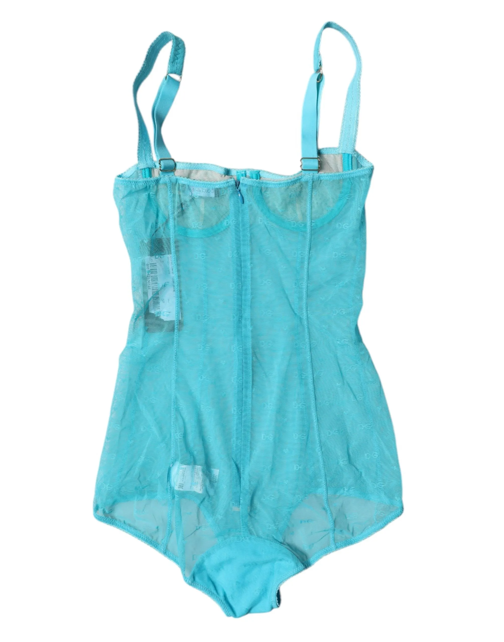 Dolce & Gabbana blaues Tüll-Balconette-Bustier Bodysuit Damenunterwäsche