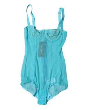 Dolce & Gabbana blaues Tüll-Balconette-Bustier Bodysuit Damenunterwäsche