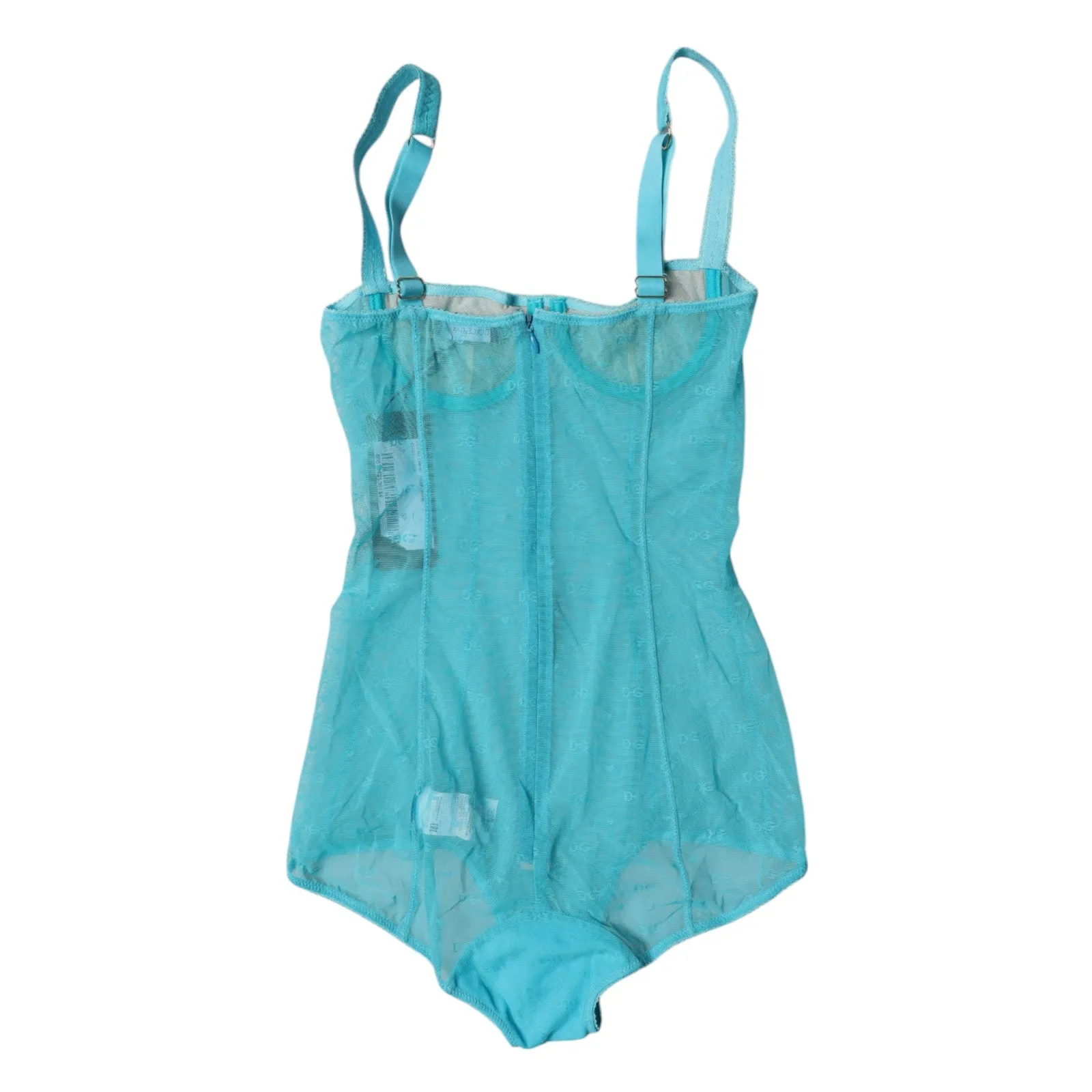 Dolce & Gabbana blaues Tüll-Balconette-Bustier Bodysuit Damenunterwäsche