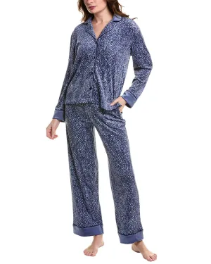Donna Karan Schlafanzug 2-teiliges Velours-Pyjama-Hosen-Set