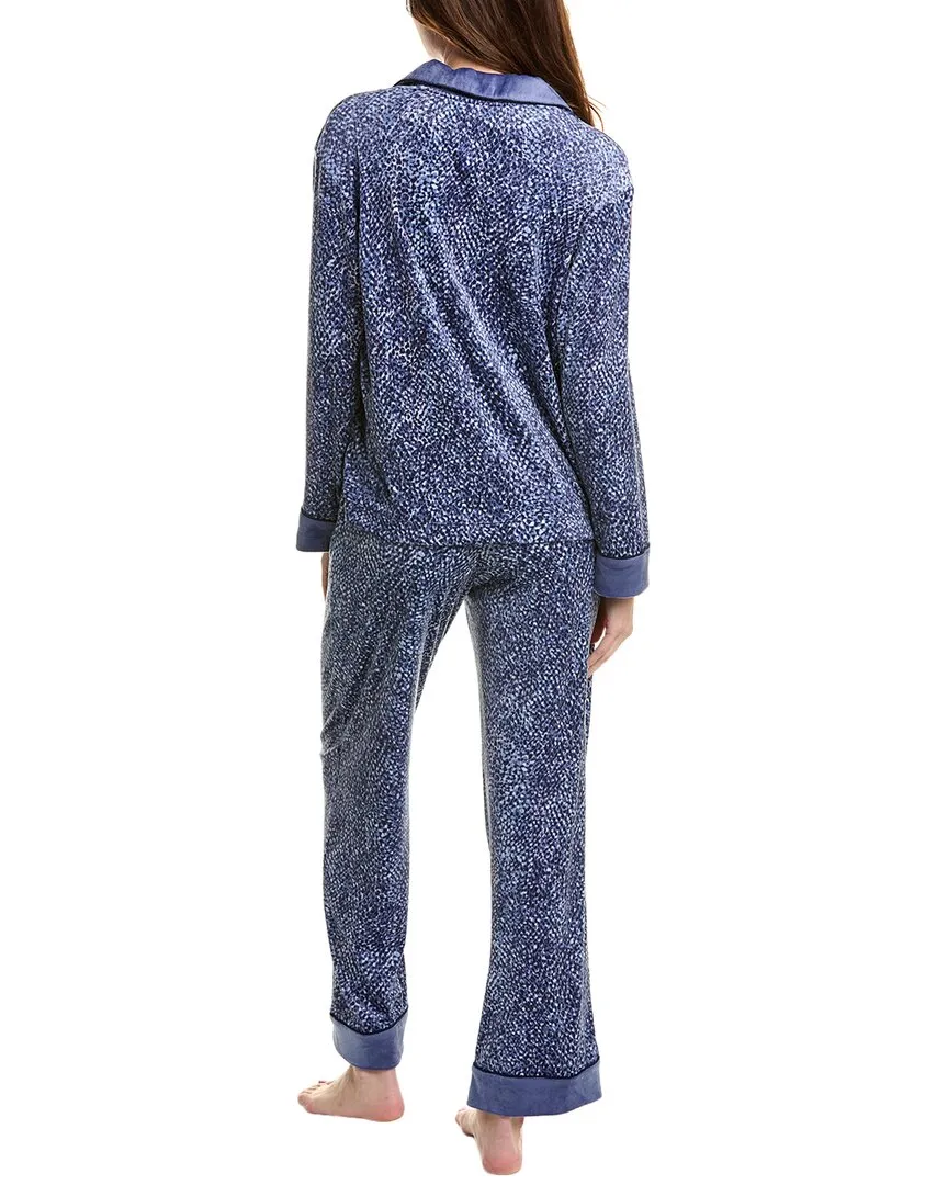 Donna Karan Schlafanzug 2-teiliges Velours-Pyjama-Hosen-Set
