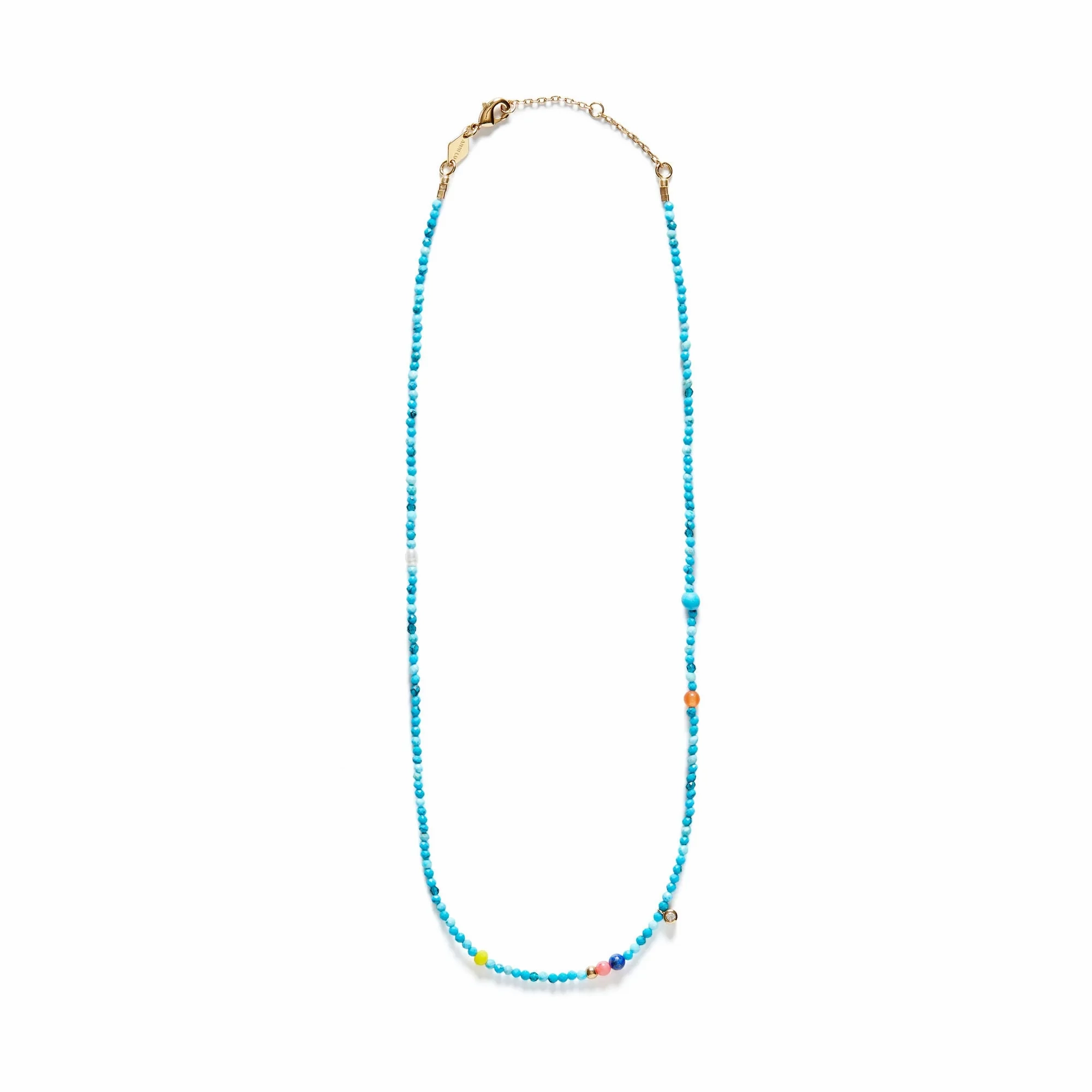 Dotty Gold Plated Necklace w. Mixed Beads