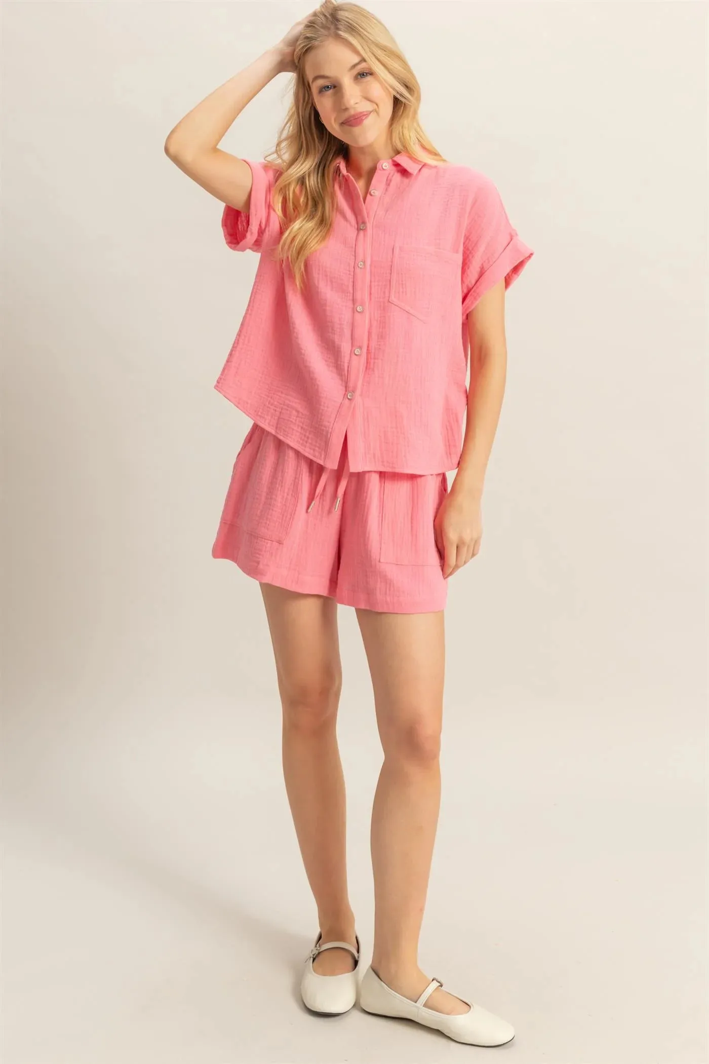 Double Down Gaze Fließende Shorts