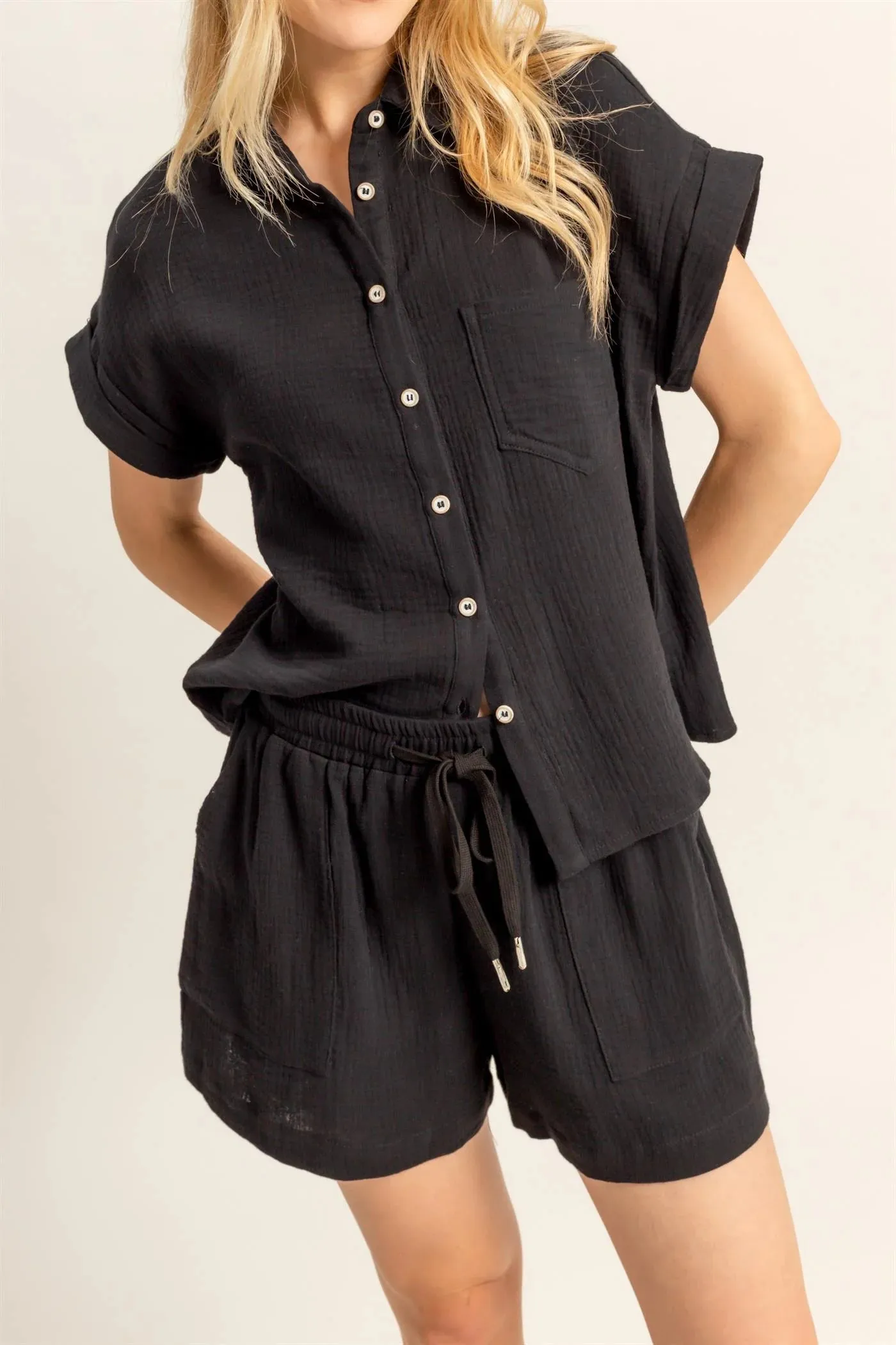 Double Down Gaze Fließende Shorts