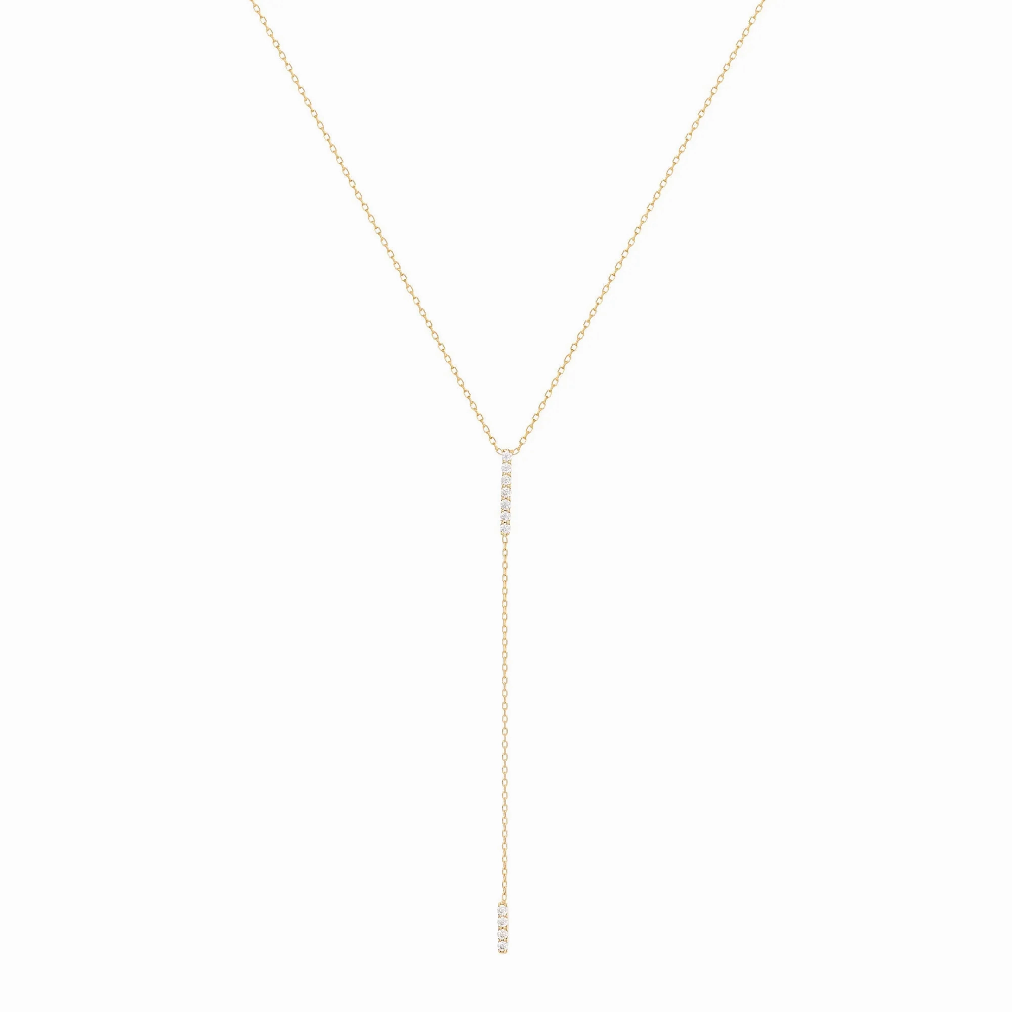 Double Bar 18K Gold Necklace w. Diamonds