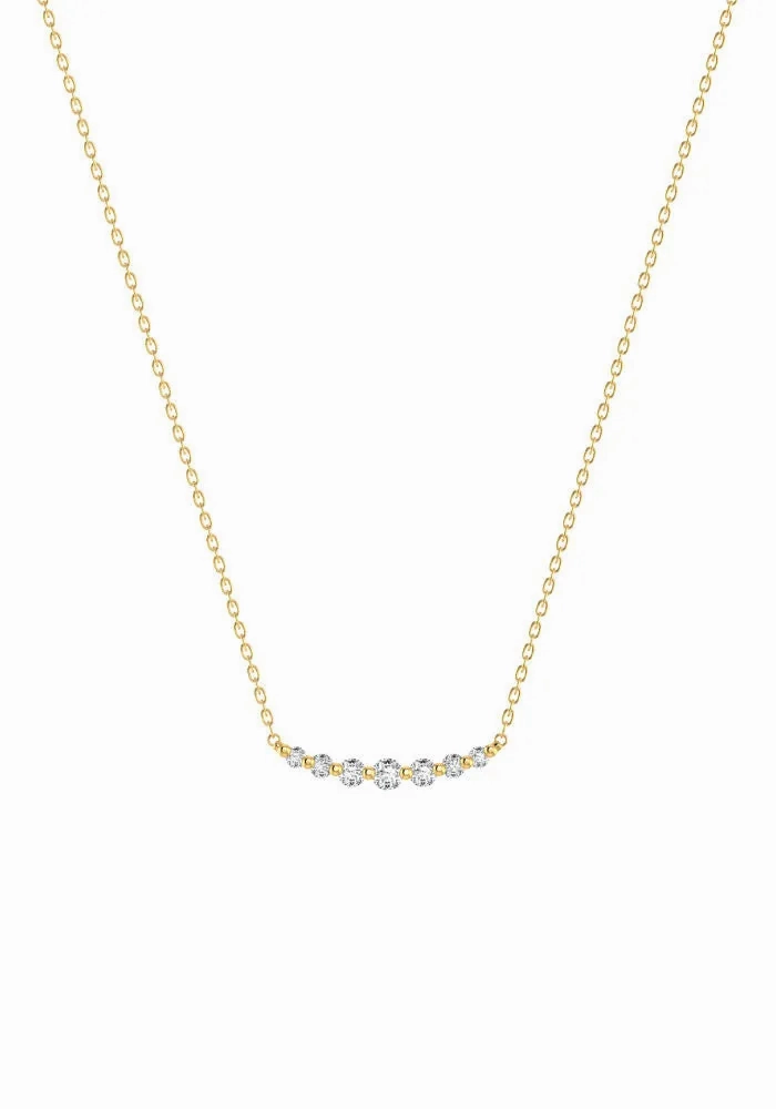 Double Degrade 18K Gold Necklace w. Lab-Grown Diamonds