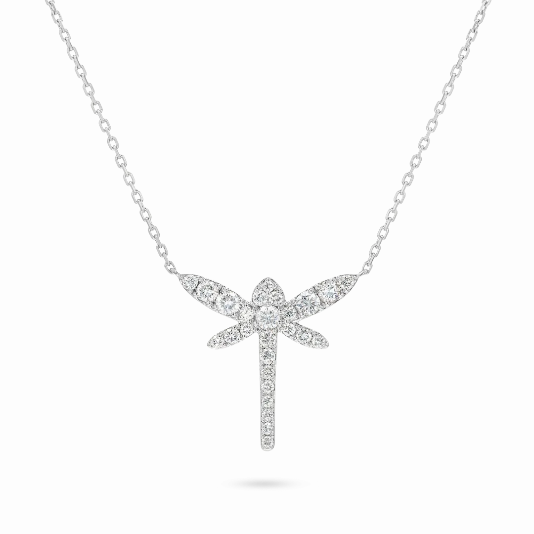Dragonfly Diamond Pendant White Gold