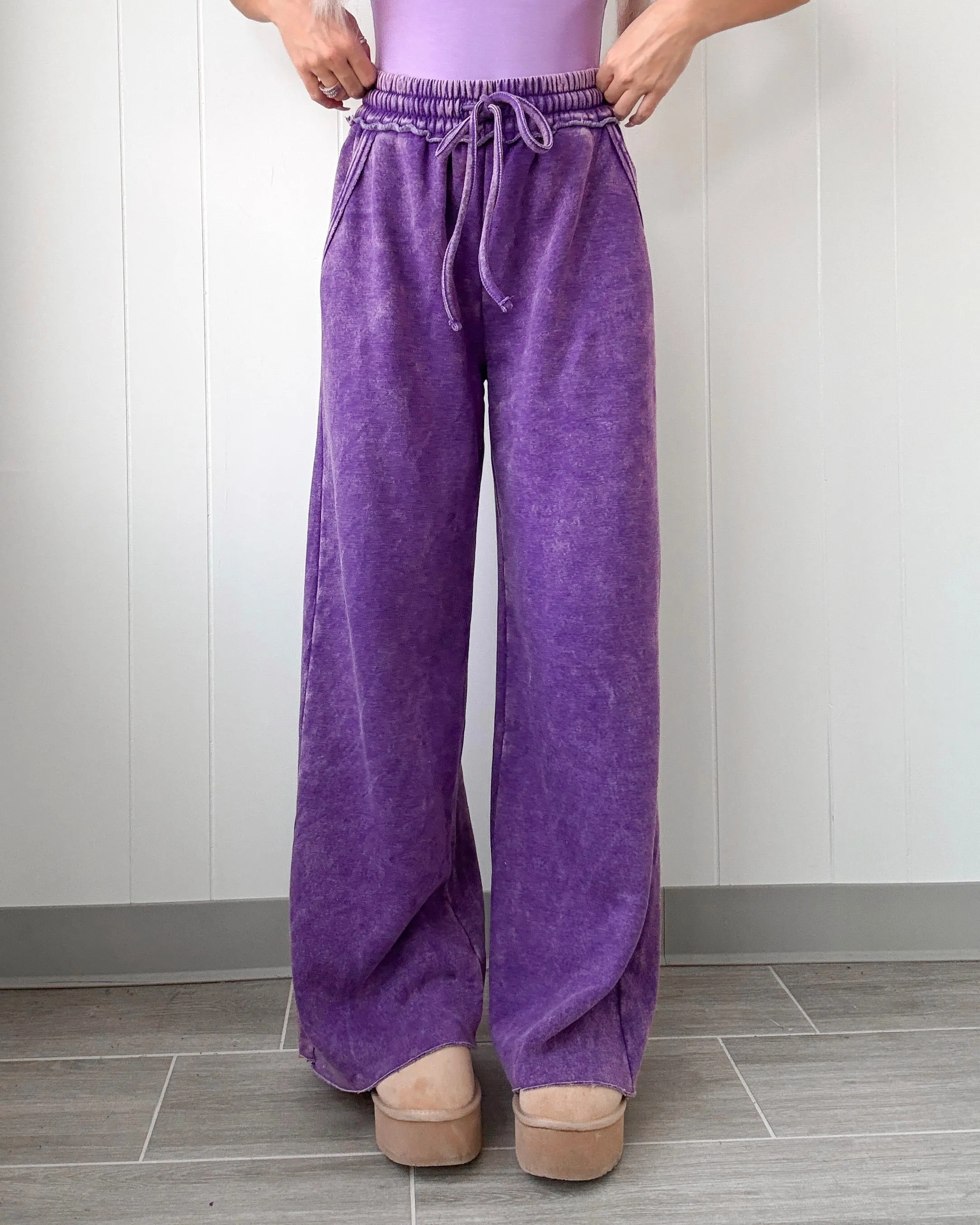 Träumerische Drift Acid Wash Lounge Hose - Violett