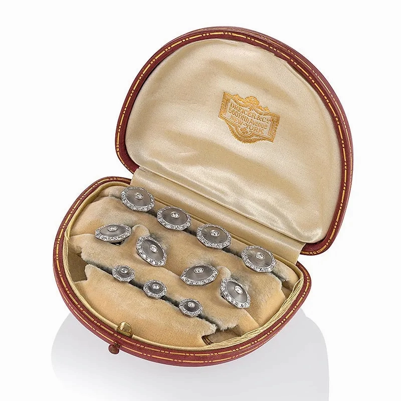 Dreicer &amp; Co. Art Deco Carved Rock Crystal and Diamond Dress Set