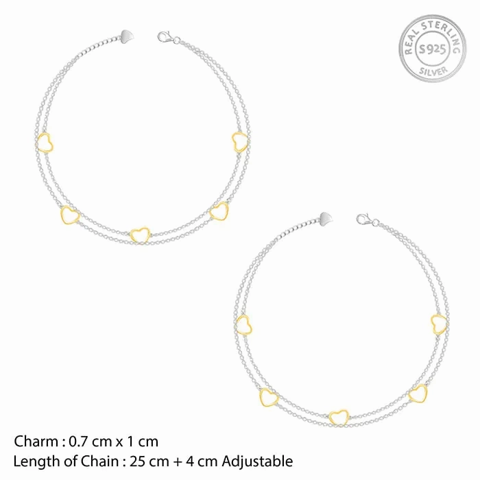 Dual Tone United Hearts Anklet