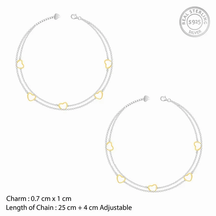Dual Tone United Hearts Anklet
