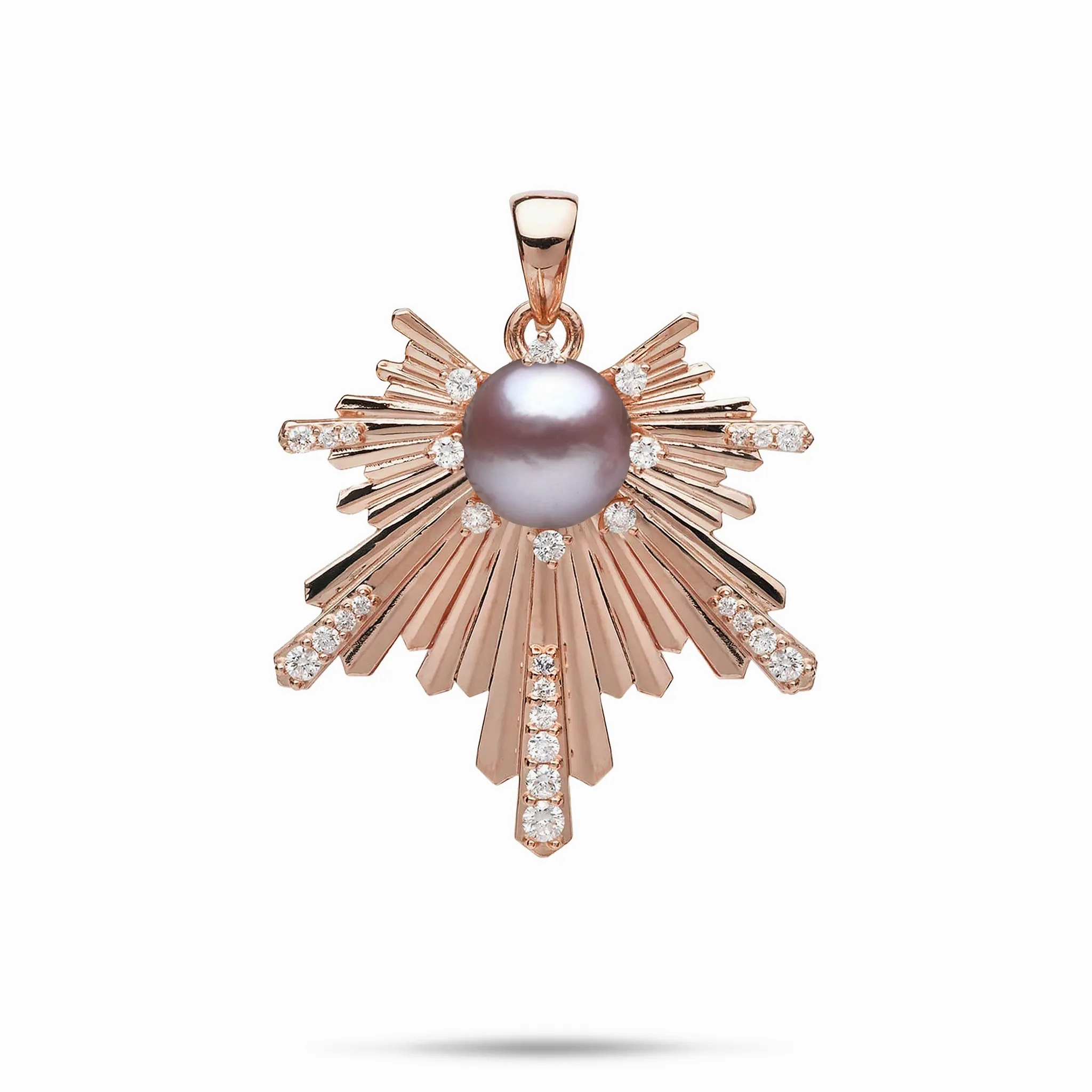 E Ho???la Lavender Freshwater Pearl Pendant in Rose Gold with Diamonds - 27mm