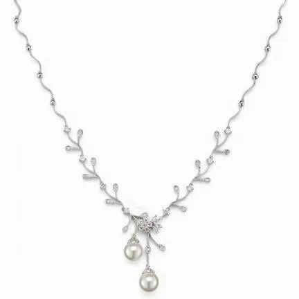 Eden Floral Pearl and Cubic Zirconia Necklace