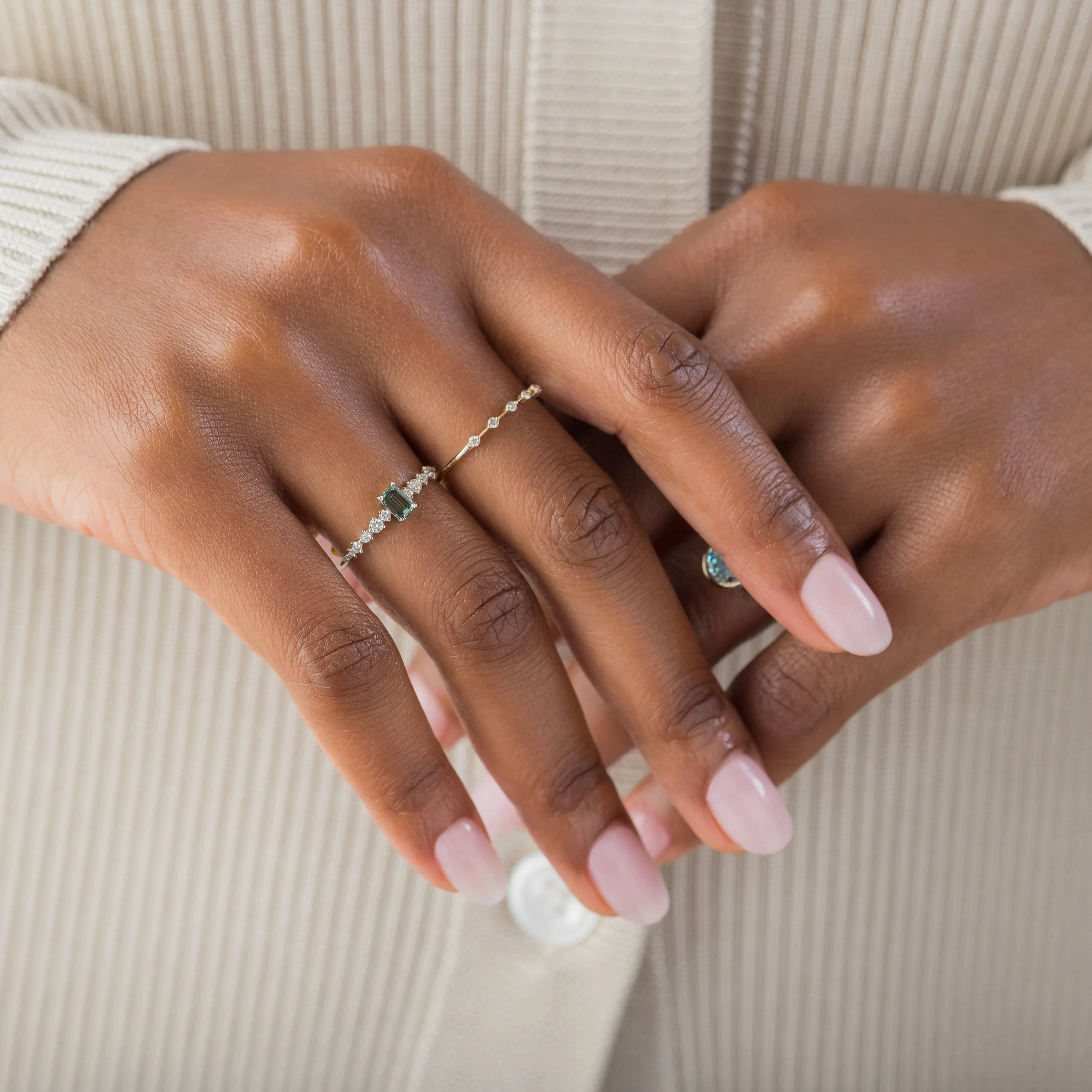 Edison Ring, Lab-Grown Blue-Green Diamond
