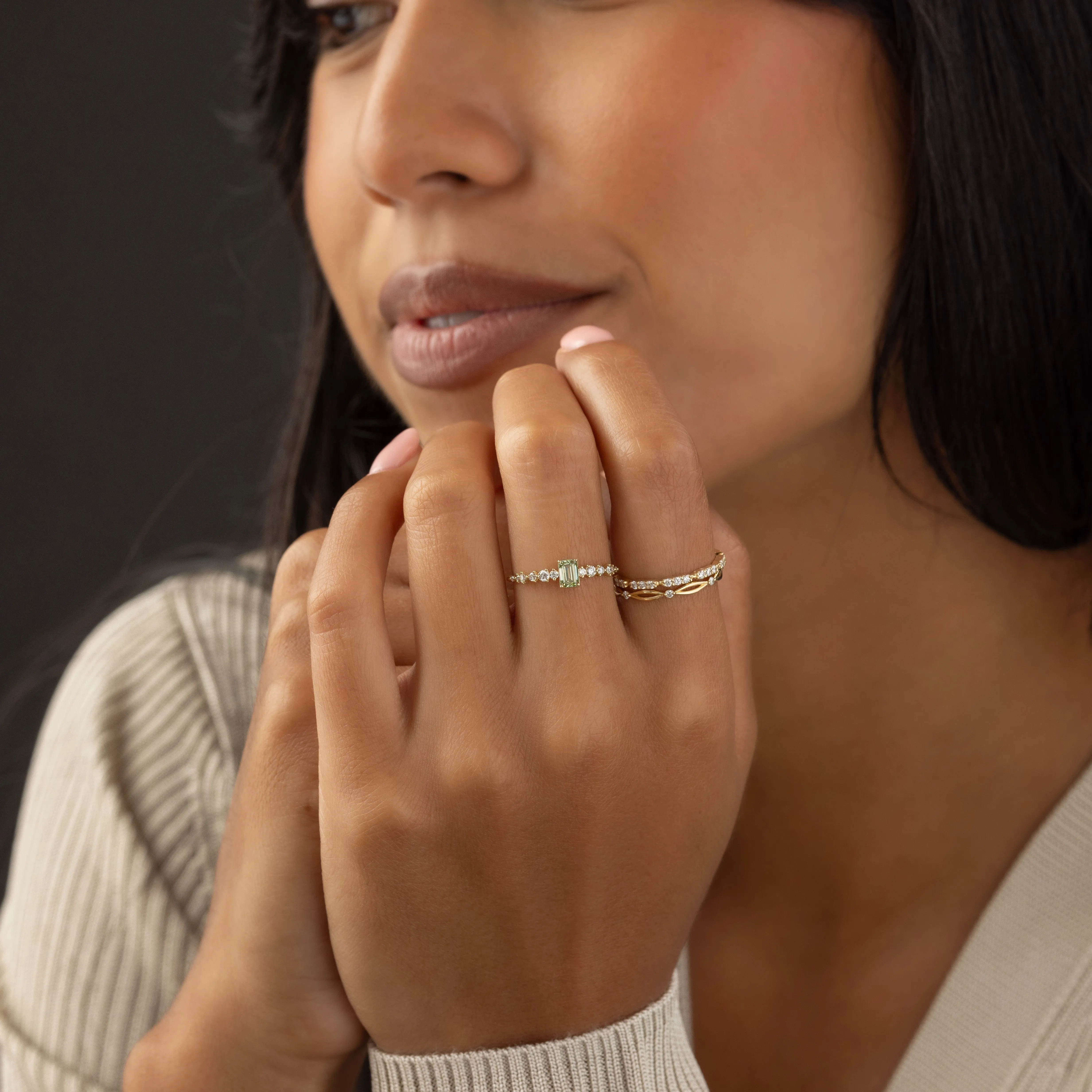 Edison Ring, Lab-Grown Blue-Green Diamond