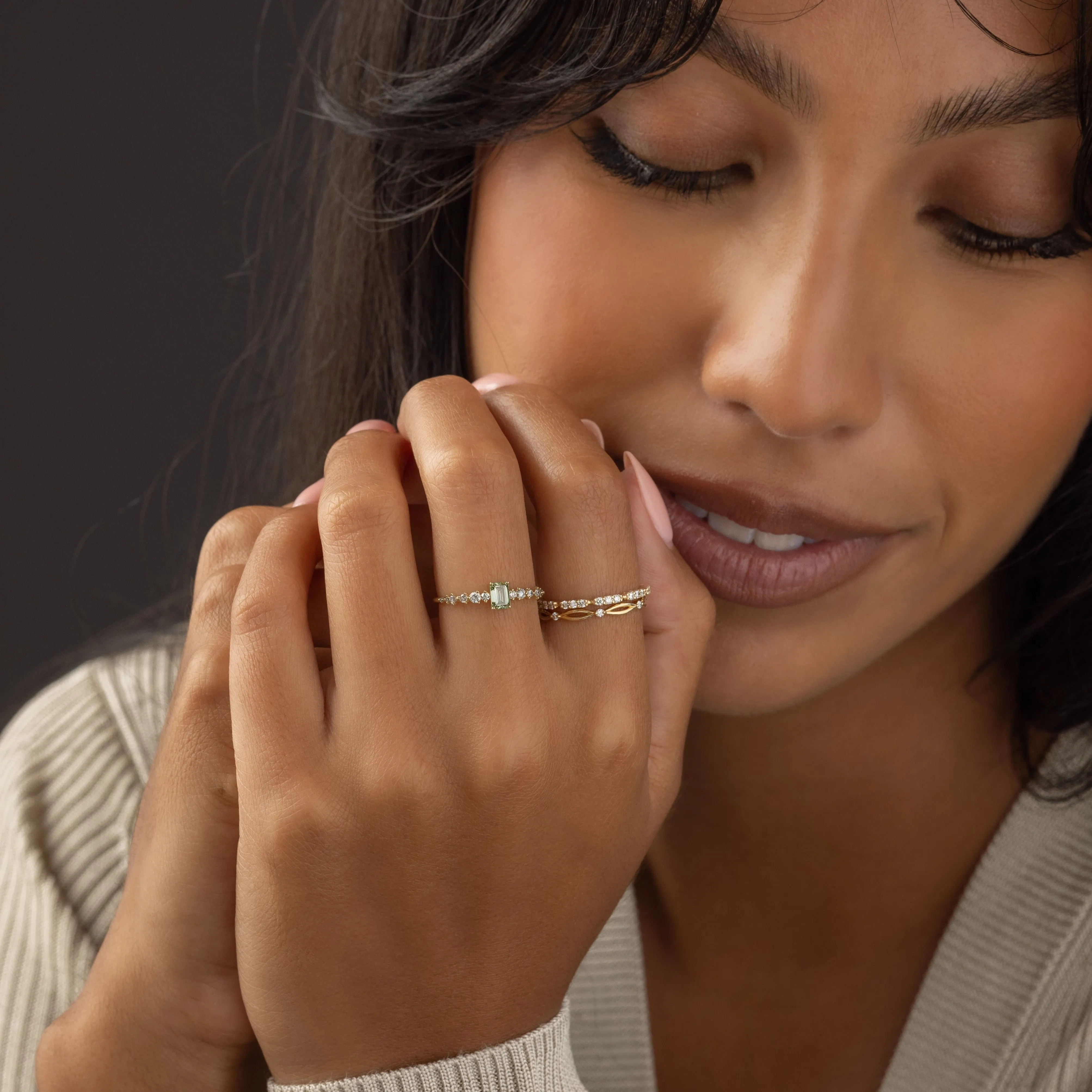 Edison Ring, Lab-Grown Blue-Green Diamond