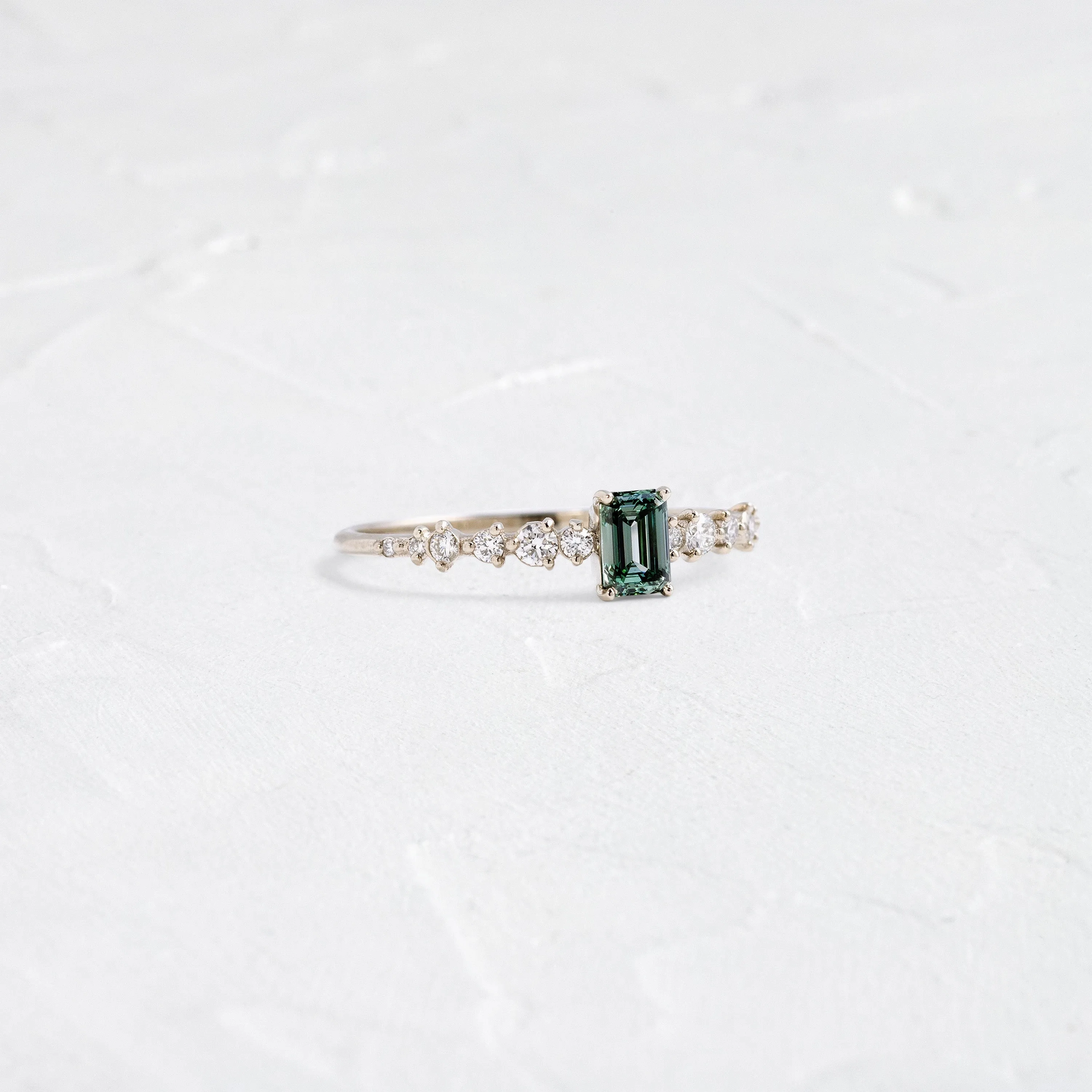 Edison Ring, Lab-Grown Blue-Green Diamond