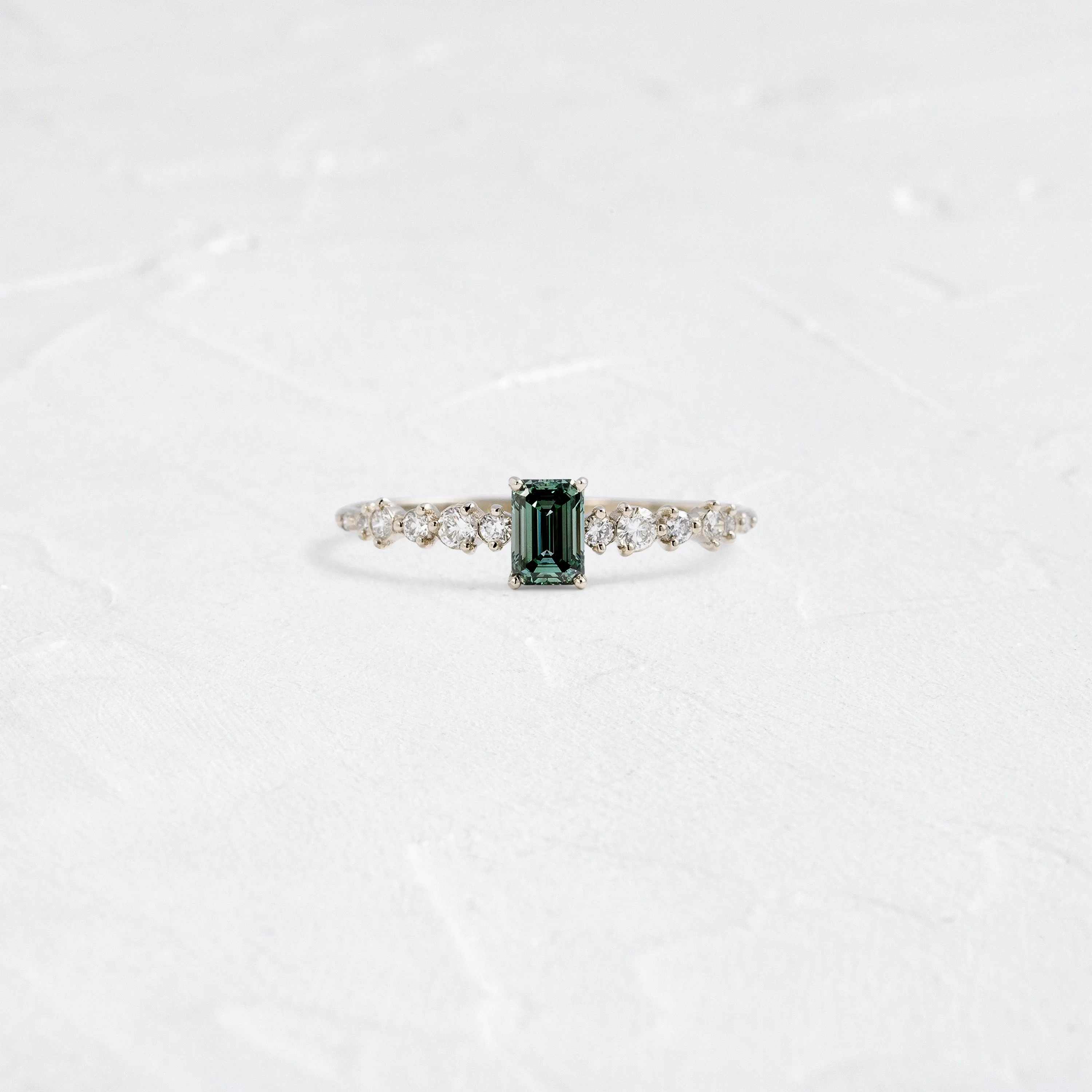 Edison Ring, Lab-Grown Blue-Green Diamond