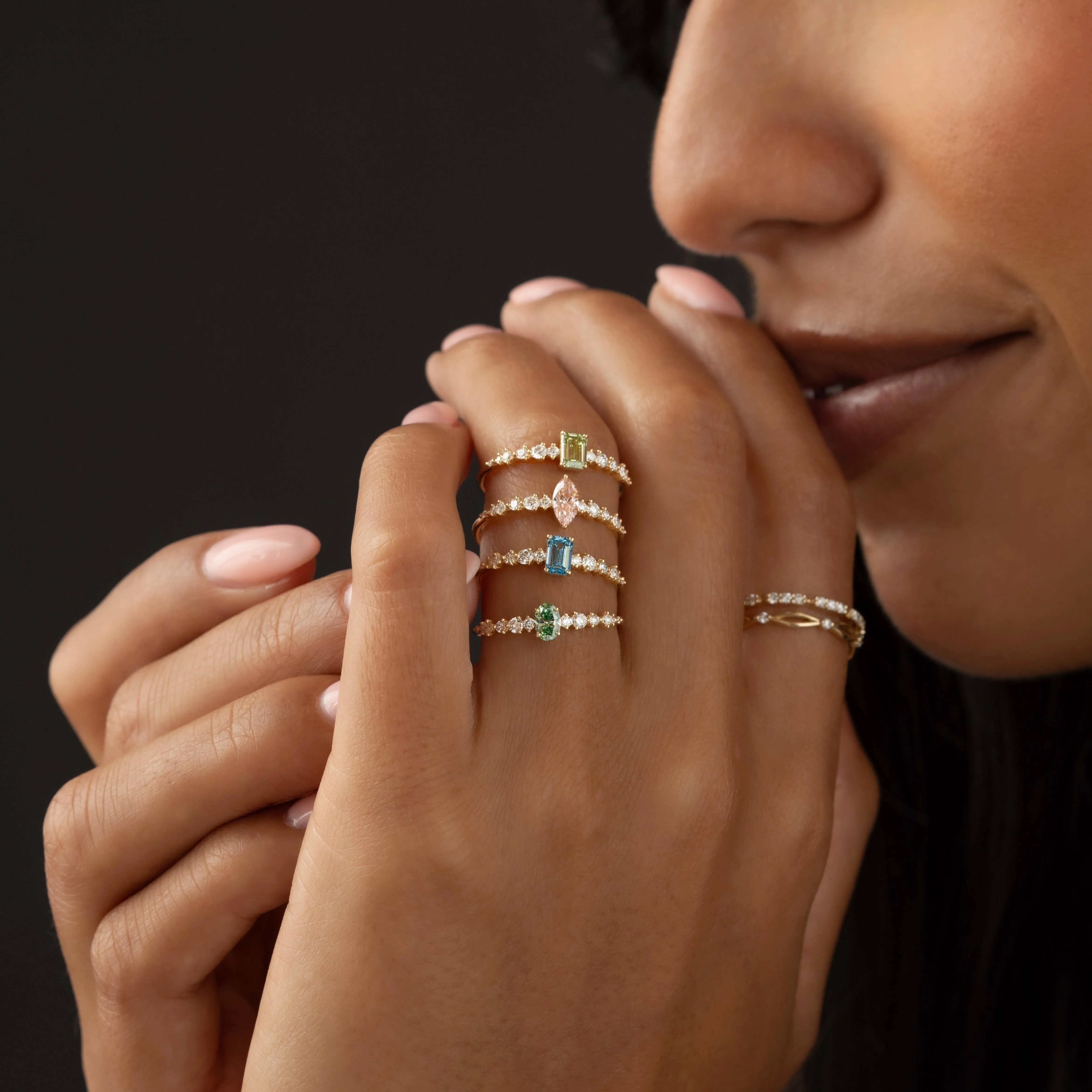 Edison Ring, Lab-Grown Blue-Green Diamond