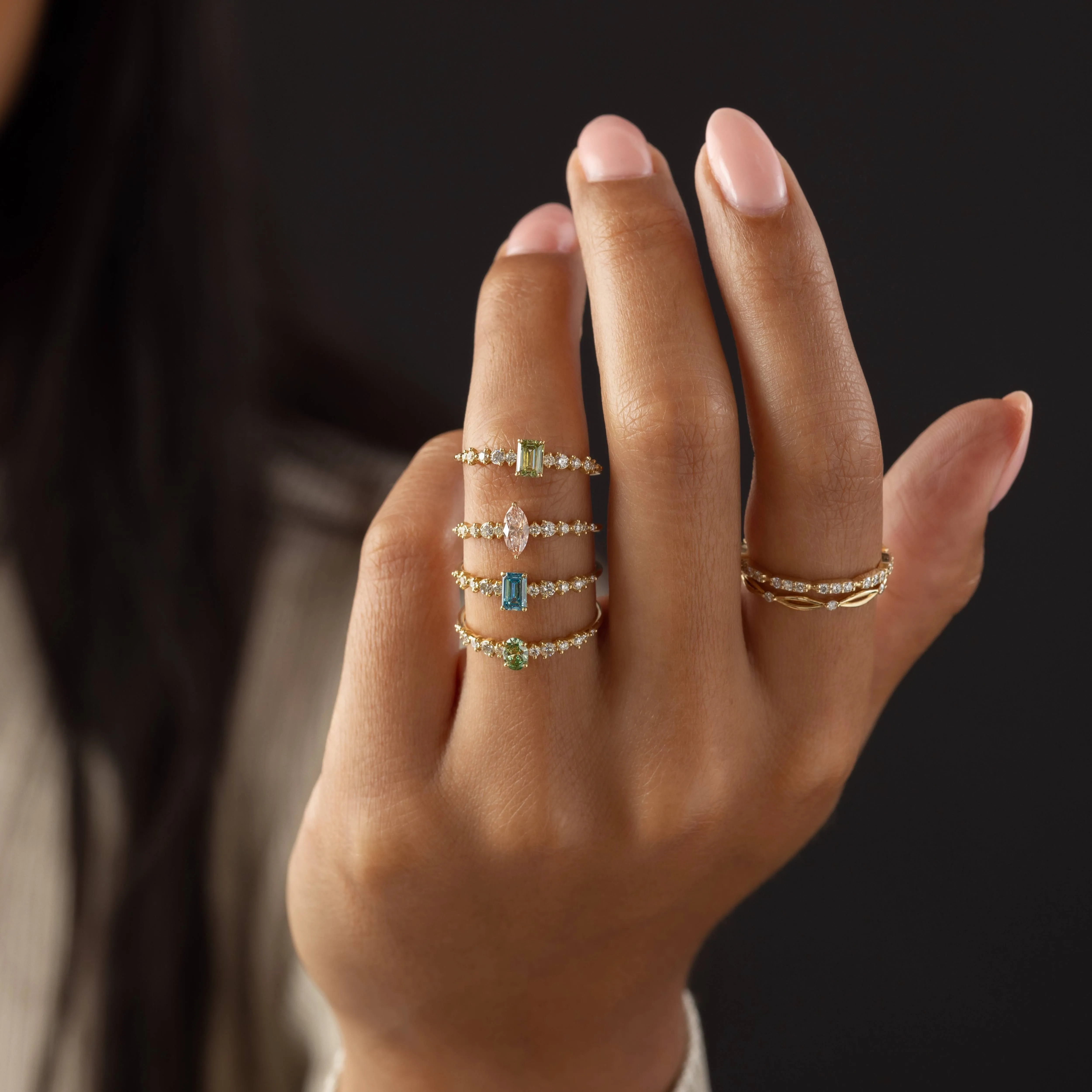 Edison Ring, Lab-Grown Blue-Green Diamond