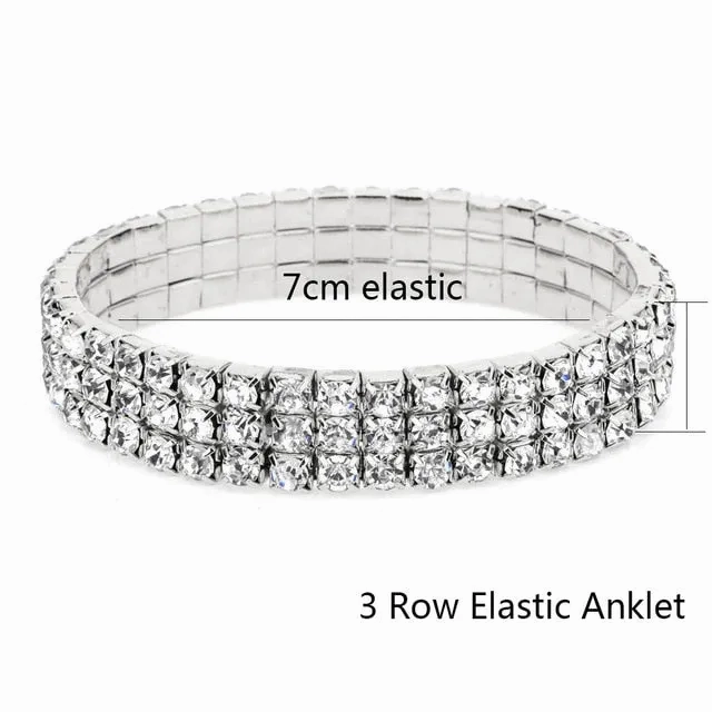 Elastic Anklet Stretch Anklets Women Boho Crystal Bracelet Cheville Barefoot Sandals Pulseras Tobilleras Mujer Foot Jewelry 2019