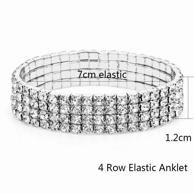 Elastic Anklet Stretch Anklets Women Boho Crystal Bracelet Cheville Barefoot Sandals Pulseras Tobilleras Mujer Foot Jewelry 2019