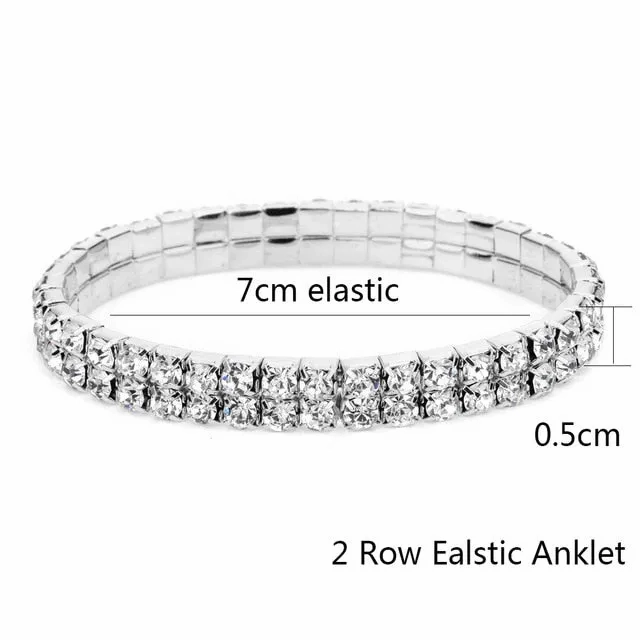 Elastic Anklet Stretch Anklets Women Boho Crystal Bracelet Cheville Barefoot Sandals Pulseras Tobilleras Mujer Foot Jewelry 2019